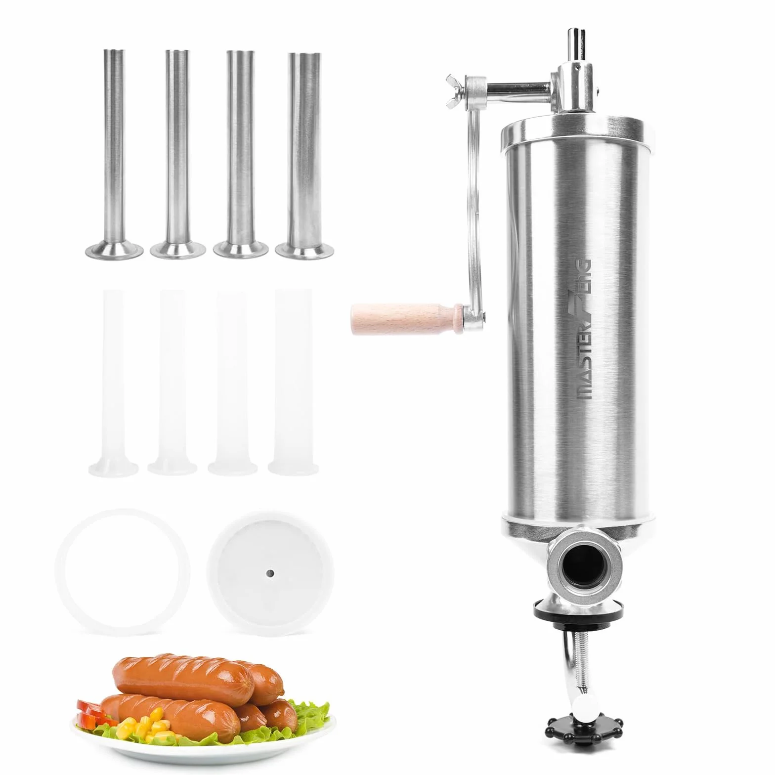 Machine à embosser les saucisses verticale équipée de 8 entonnoirs et d'un piston en silicone (capacité de 5,0 lb)