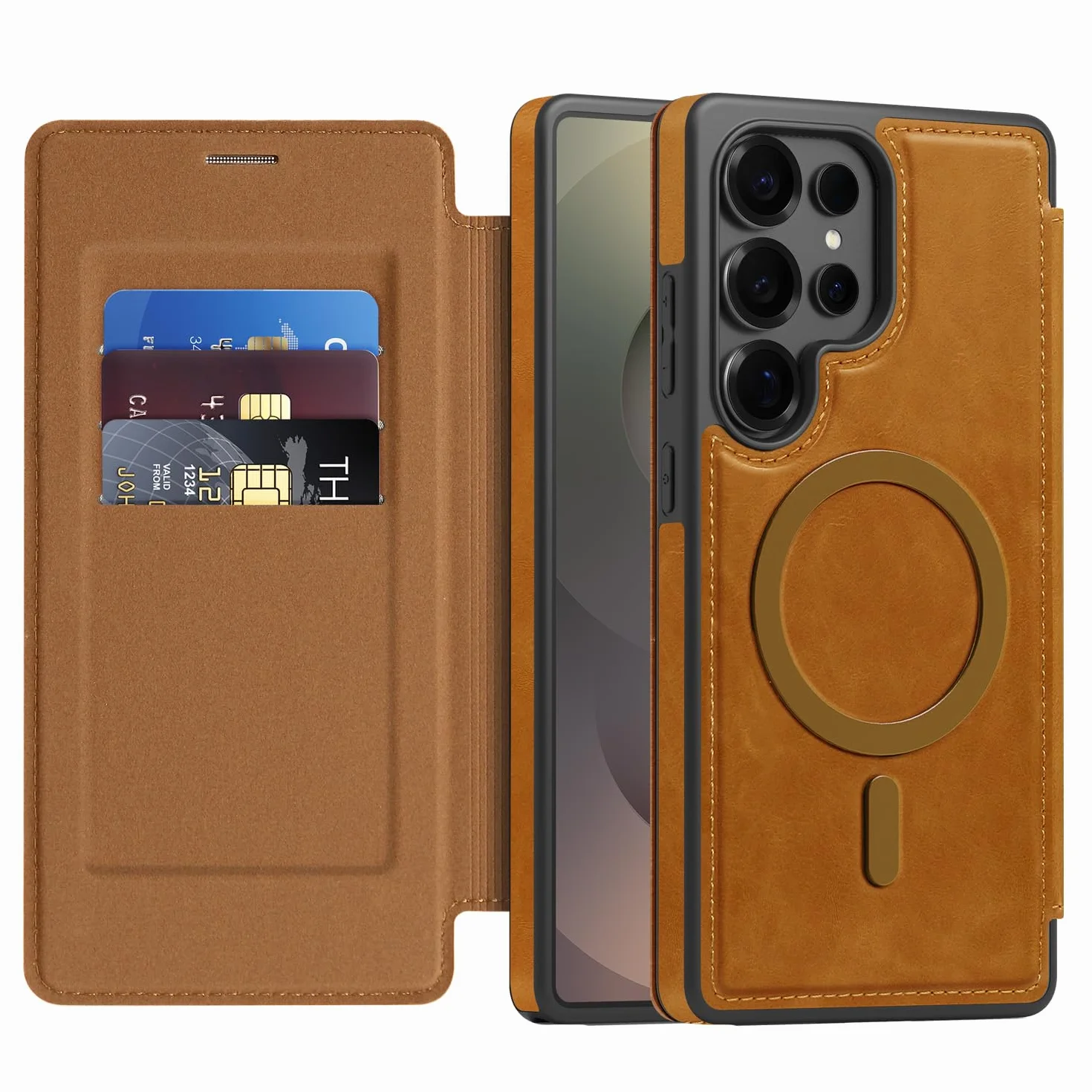 Etui IMEIKONST na telefon Samsung Galaxy S26 Ultra, portfel ze skóry PU z przegródkami na karty i blokadą RFID, klapa z magnetycznym zamknięciem, anty-upadkowa pełna ochrona telefonu dla Samsung S26
