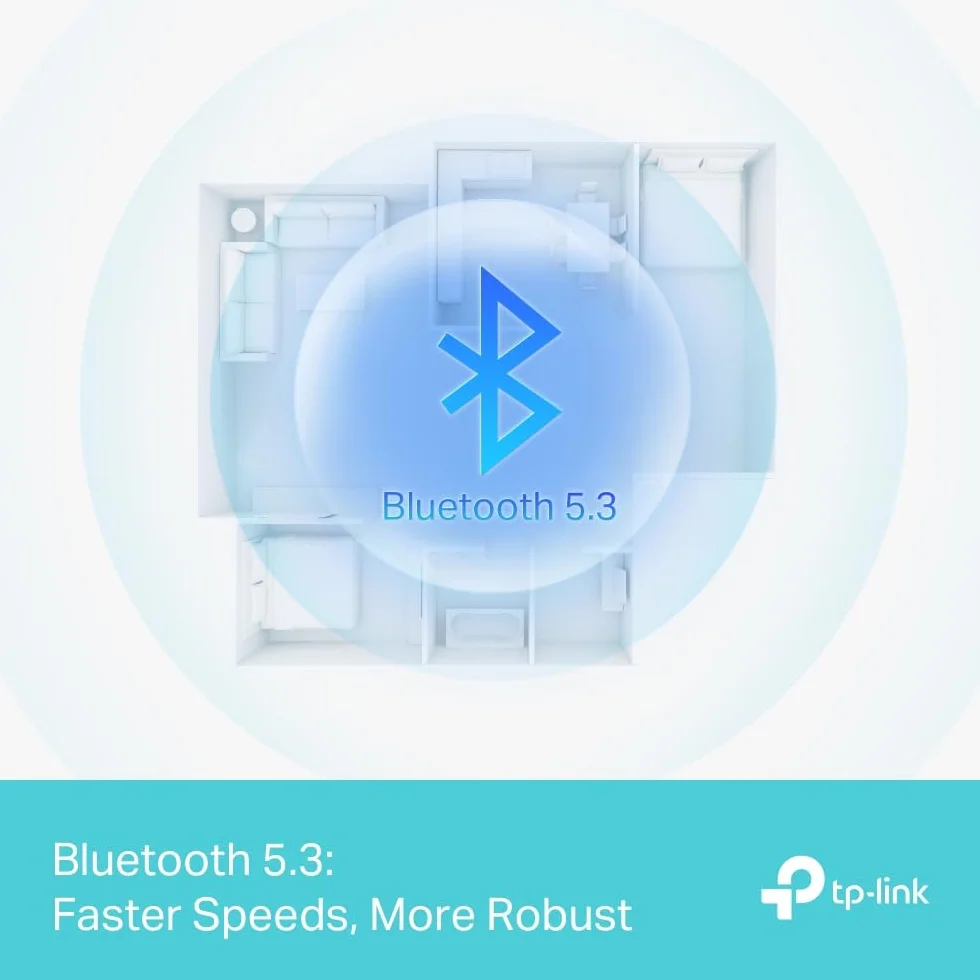 TP-Link UB500 Plus – Adapter Bluetooth 5.3 USB z anteną zewnętrzną, zasięg do 20 m, obsługa 7 urządzeń jednocześnie, Plug & Play, Kompatybilność z Windows 11/10/8.1/7