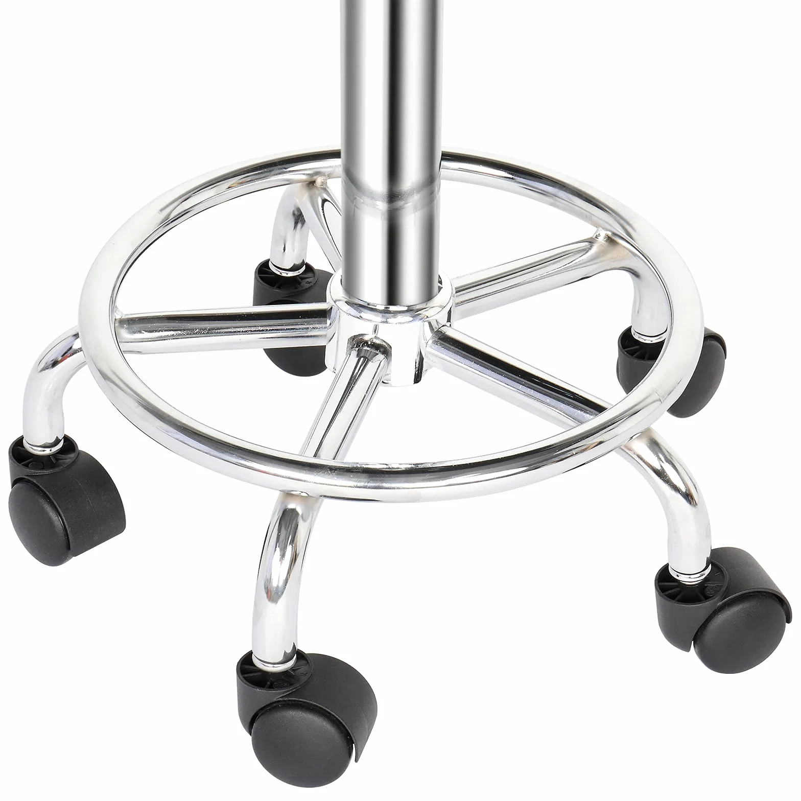 Tabouret de Bureau à Roulettes Rotation 360° Hauteur Réglable Noir