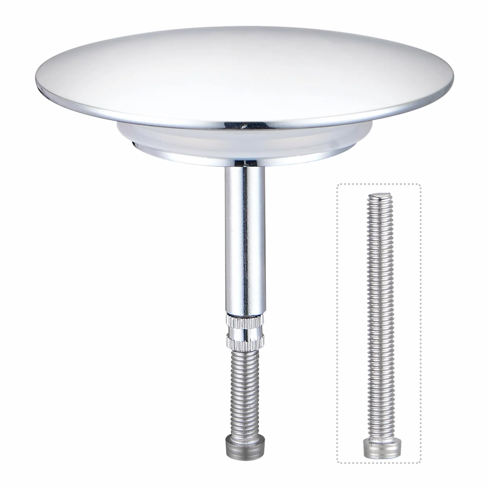 Bouchon de vidange de Baignoire chromé 70 mm réglable 4,0-7,5 cm Double Joint d'étanchéité