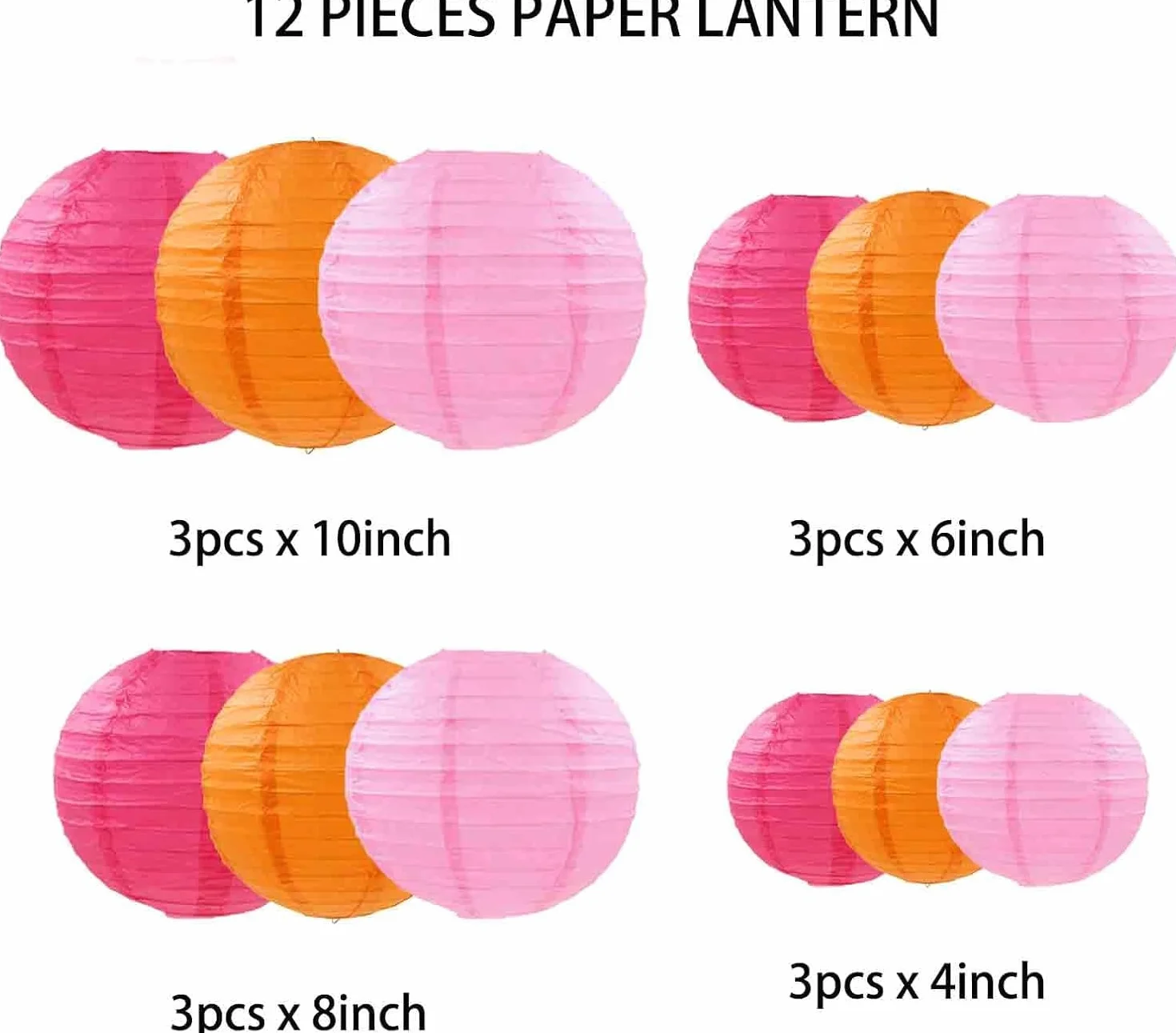 Lanternes en Papier Orange Rose et Poudre Chaude - Décoration pour Mariages Anniversaires Fêtes
