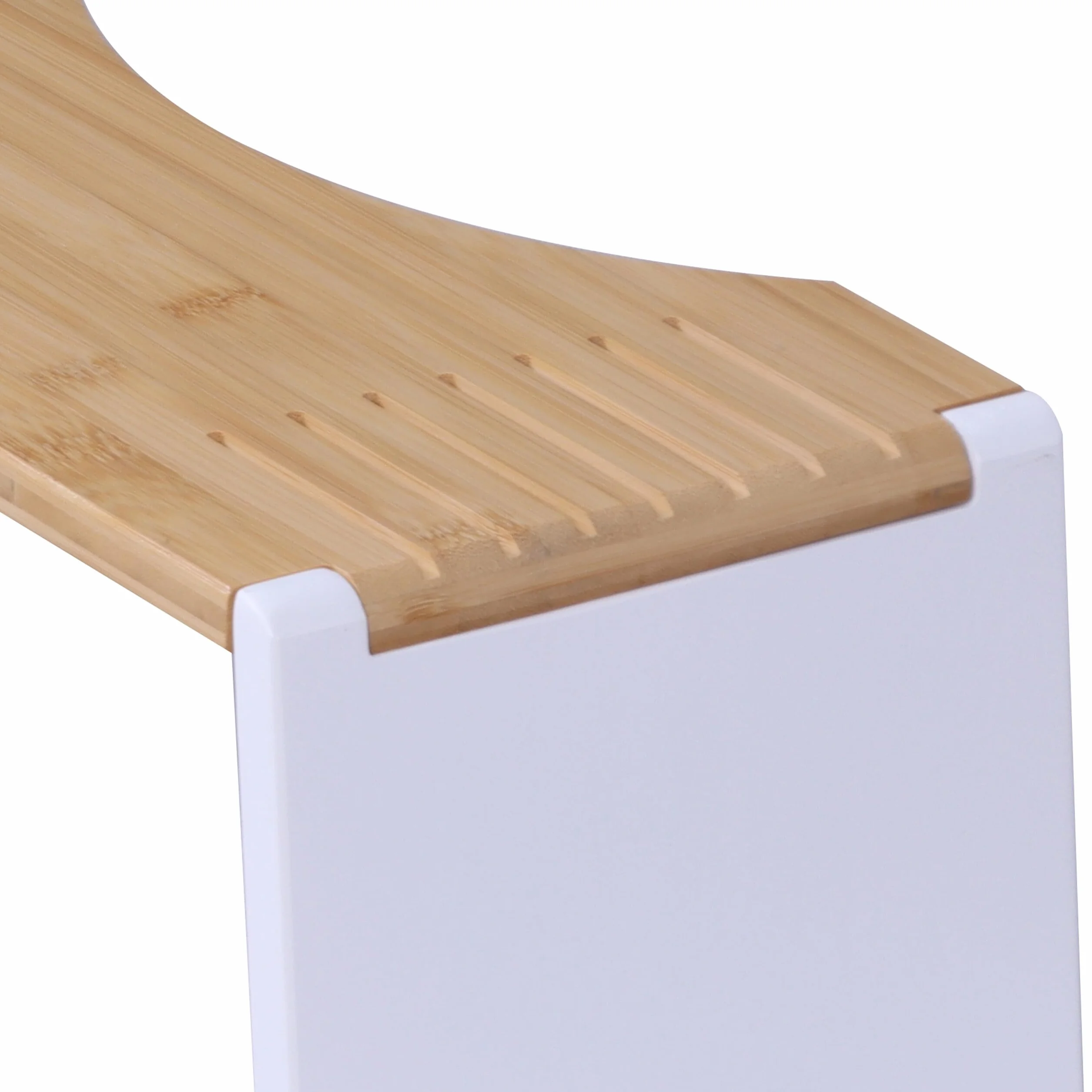 Relaxdays Repose-Pieds WC, Pliable, Adultes, Bambou, antidérapant, HxLxP 19 x 43,5 x 20 cm, Naturel/Blanc