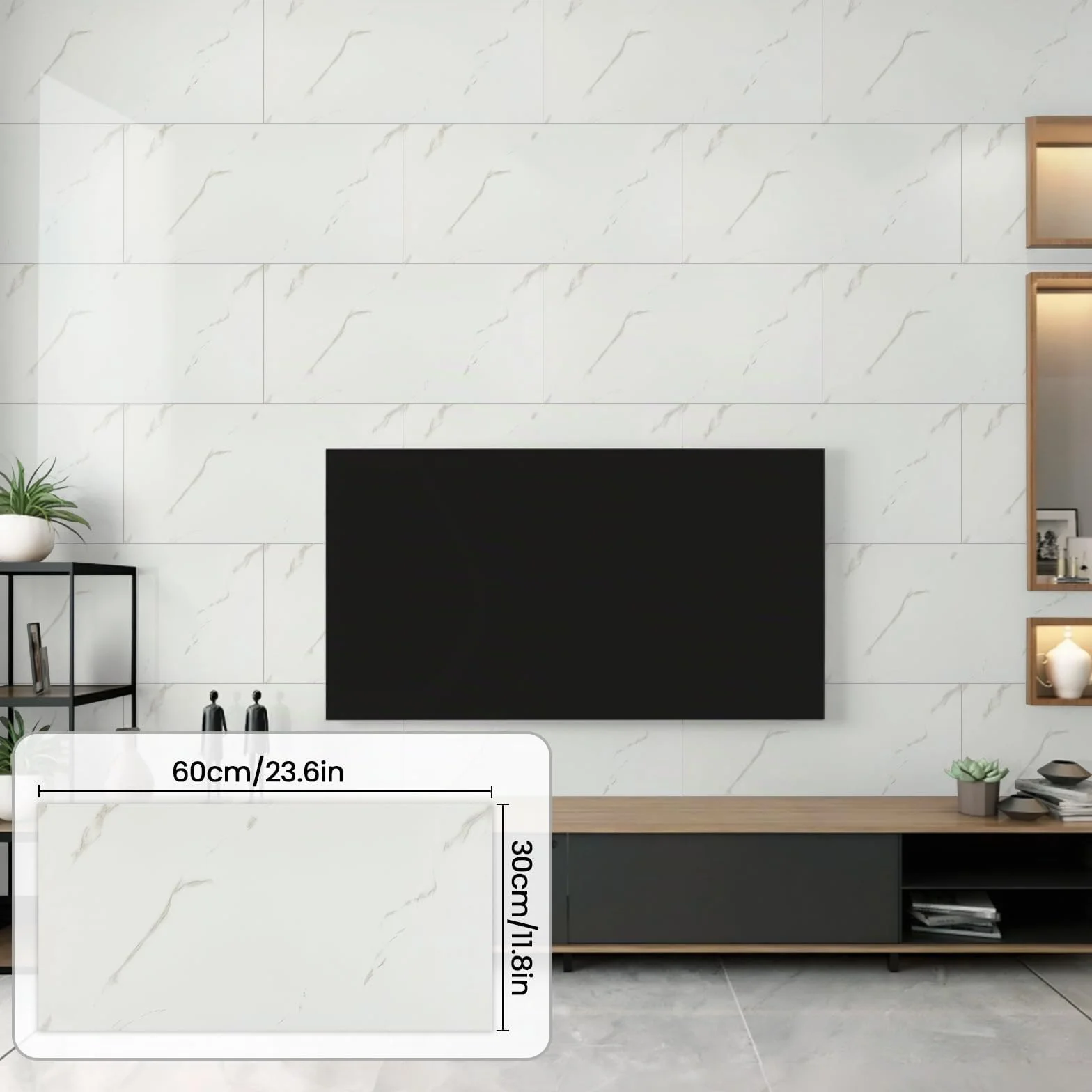 Credence Adhesive Cuisine Marbre 60x30cm Blanc Carrelage Adhesif Mural Salle de Bain Decoratif 10 Pièces
