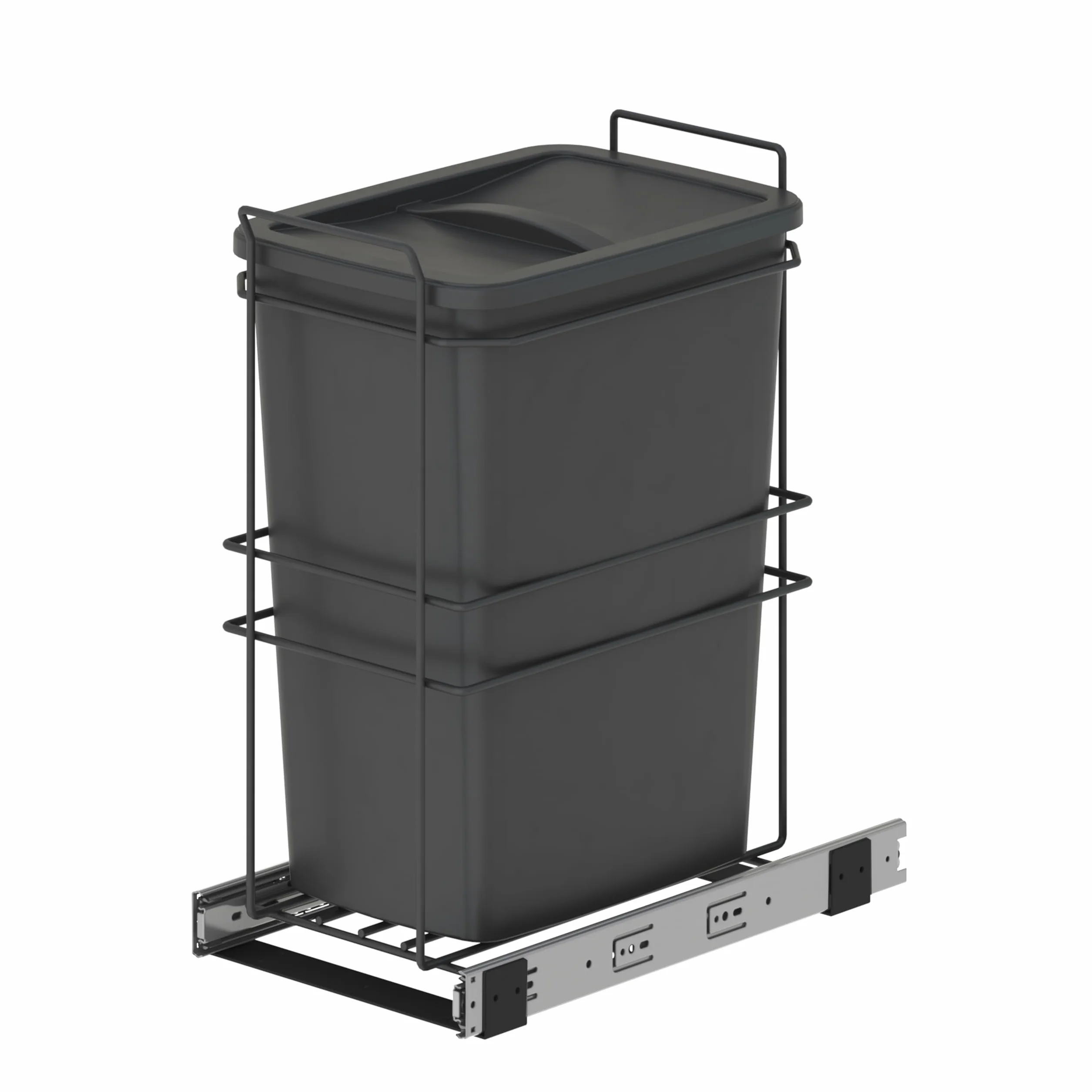 Emuca Poubelle de recyclage cuisine 35 L Plastique gris anthracite