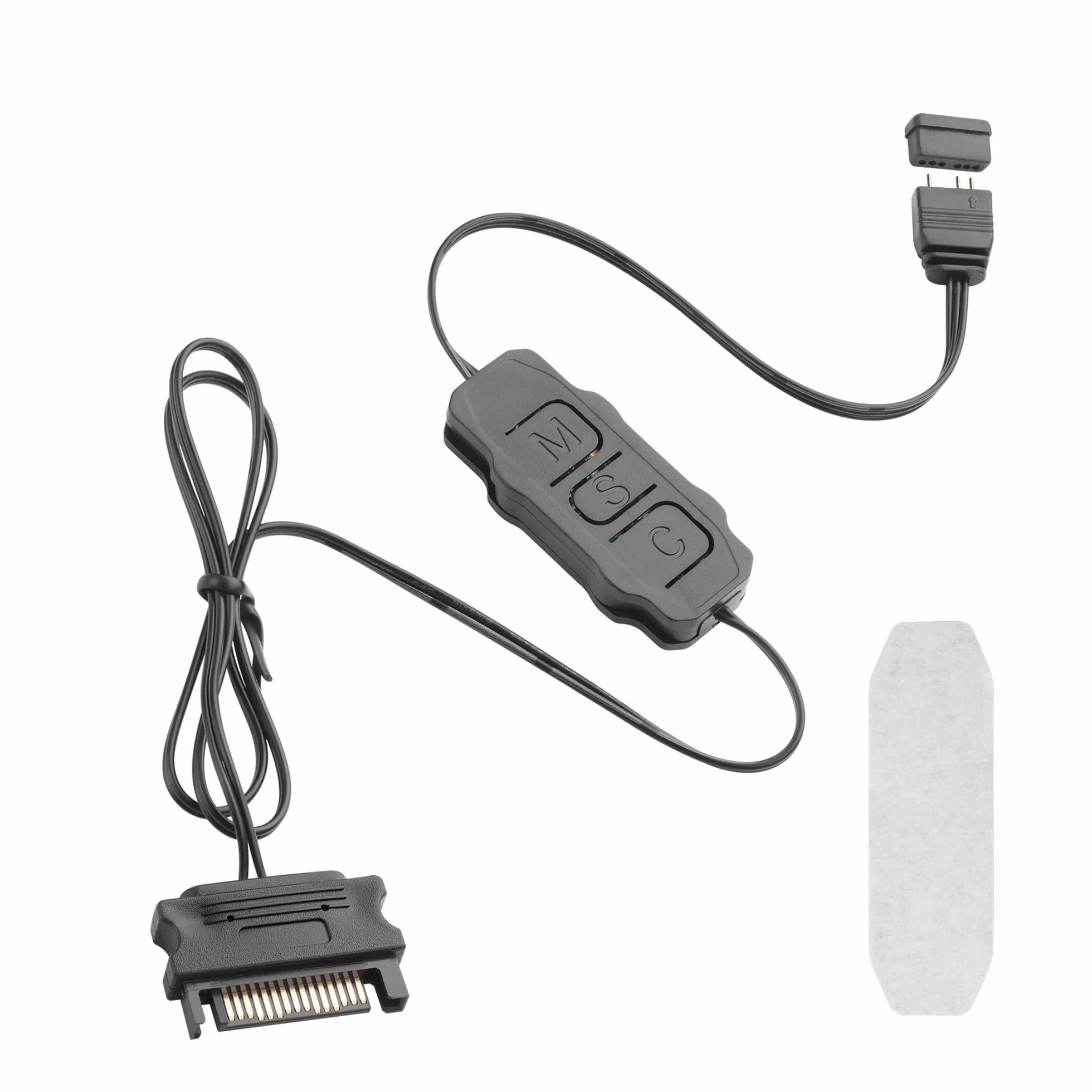 YAODHAOD Minikontroler ARGB, 3-biegunowy kontroler RGB 5 V, wbudowany tryb oświetlenia, zasilacz SATA, kontroler RGB do wentylatora PC, listwa świetlna, grzejnik chłodzony wodą/powietrzem (czarny)