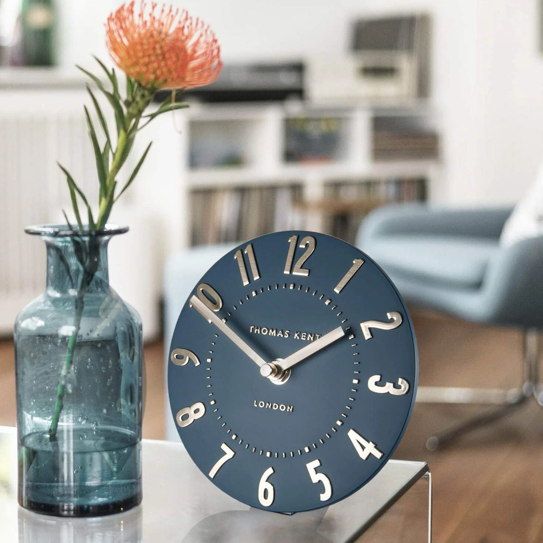 Thomas Kent Horloge de cheminée Bleu nuit 15,2 cm
