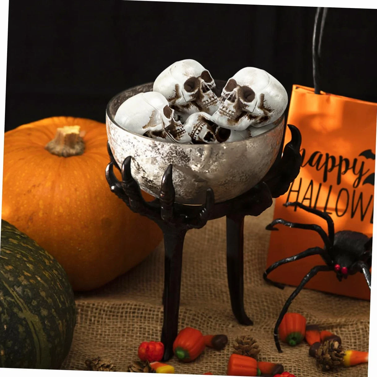 Lot de 8 Mini Crânes Plastique Halloween Décoration Fête Effrayants