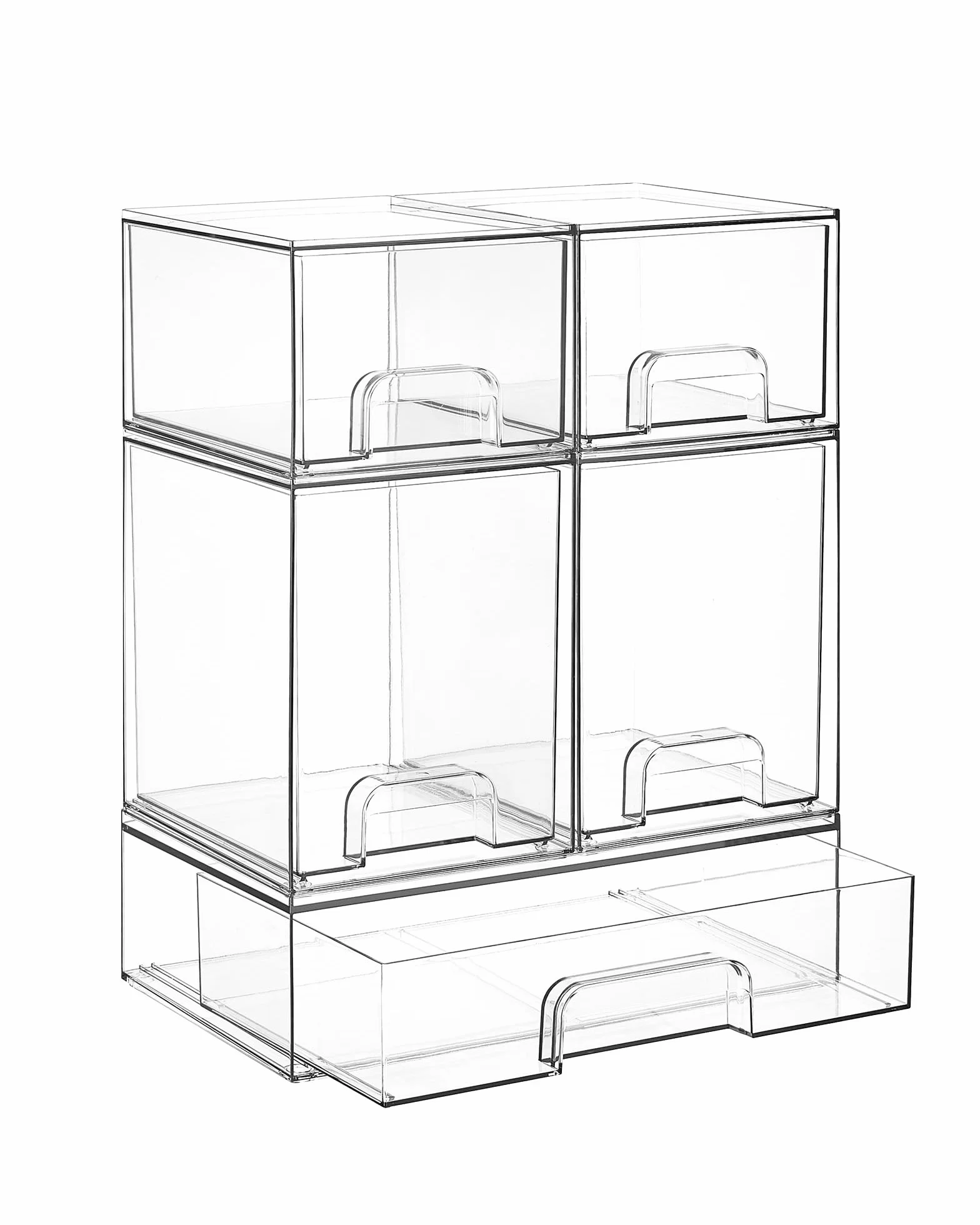 Vtopmart – Lot de 5 tiroirs de rangement empilables, bacs de rangement en plastique transparent pour biberons de bébé, produits de beauté, idéal pour le comptoir de cuisine, vanité, salle de bain