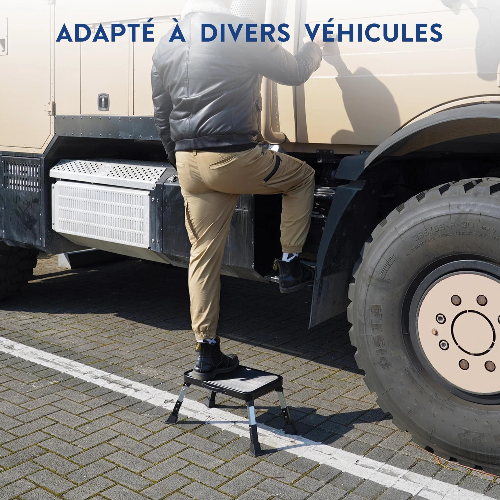 BONTEC Marchepied Pliable à 3 Marches, Capacité 150 kg, Marches Antidérapantes, Pieds en Caoutchouc, Tabouret Pliant Portable, Idéal pour Cuisine, Salle de Bain, Camping Car, Marche Pied Enfant