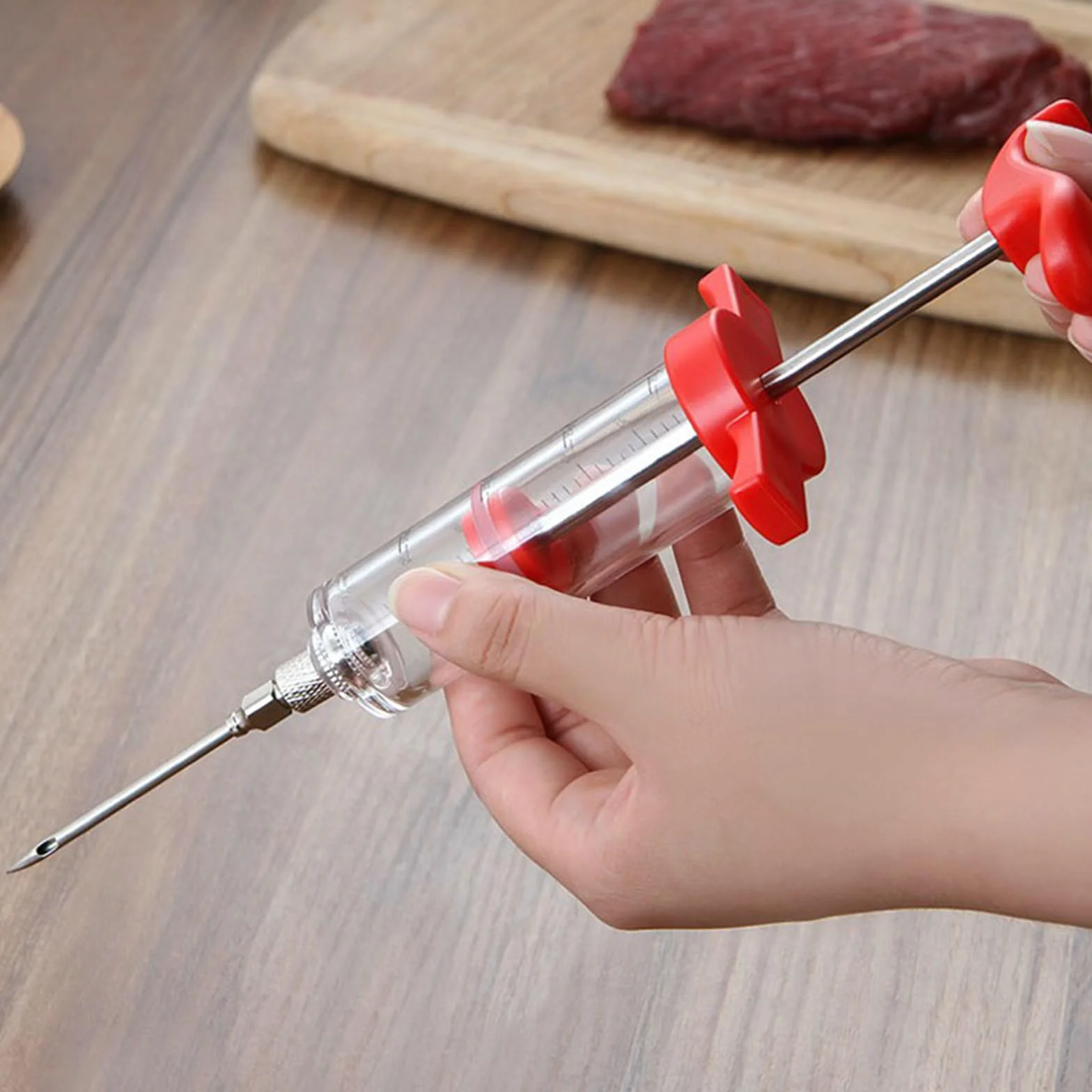 Seringue d'Injecteur de Viande, Seringue à Marinade avec Aiguilles pour Dinde, Bœuf, Poulet, Rôti, Barbecue
