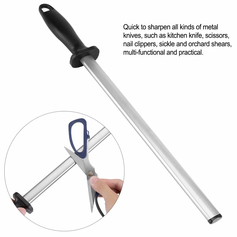 Fusil à Aiguiser Diamant Grain 30 cm, Aiguiseur de couteaux en acier 600 grains Aiguiseur à Couteaux Diamant Bâton à aiguiser affiloir avec poignée pour la cuisine et la chasse