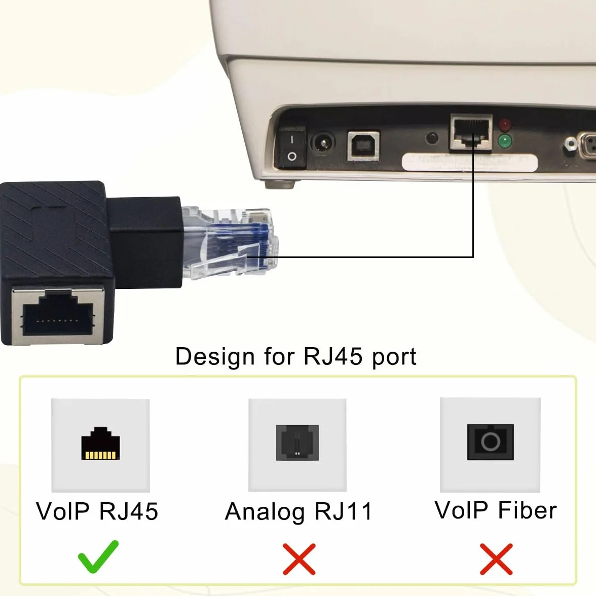 4 szt. RJ45 adapter kątowy RJ45, 90 stopni RJ45 męskie do żeńskiego, złącze sieciowe Cat6 LAN do drukarek, laptopów, routerów (Up Angle+Down Angle)