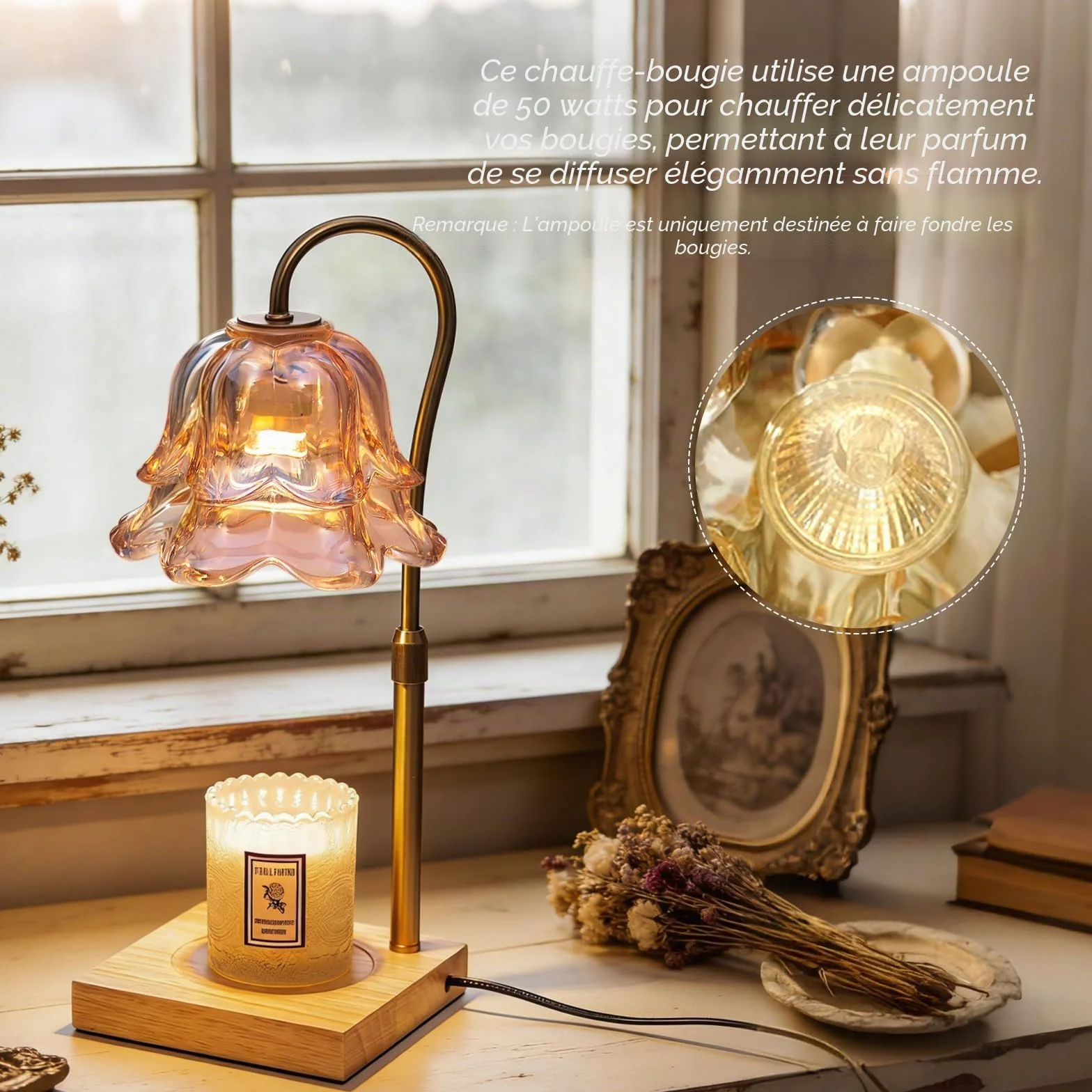 Chauffe-bougie Lampe : Lampe Chauffe-bougie Lampe chauffante électrique pour bougies parfumées Lampe à bougies électrique Cadeaux pour femmes Meilleure amie Maman Lampe chauffante pour
