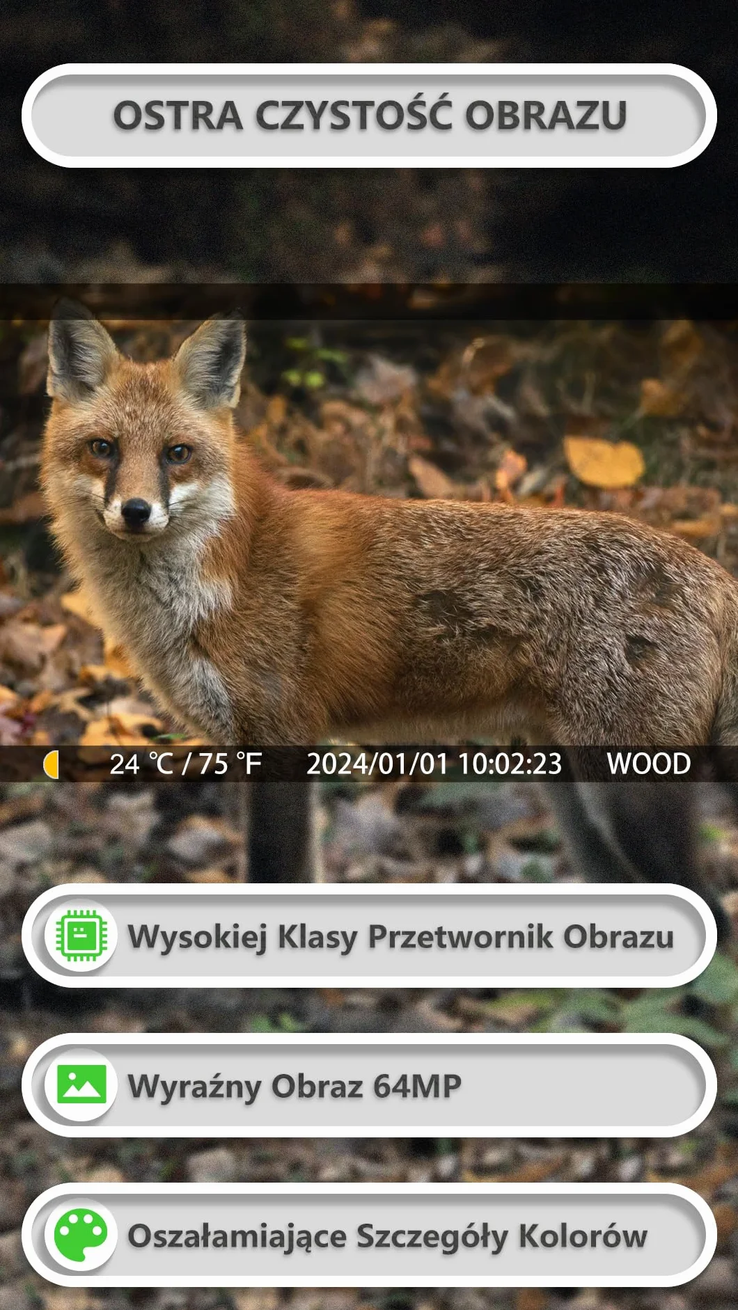 GardePro E8P Max Kamera Myśliwska WiFi, 64MP 1296P, 0.1s Szybki Wyzwalacz, Czujnik Ruchu, Wbudowana Karta SD, Ładowalna Bateria 8000mAh, Przesyłanie na Urządzenia Mobilne