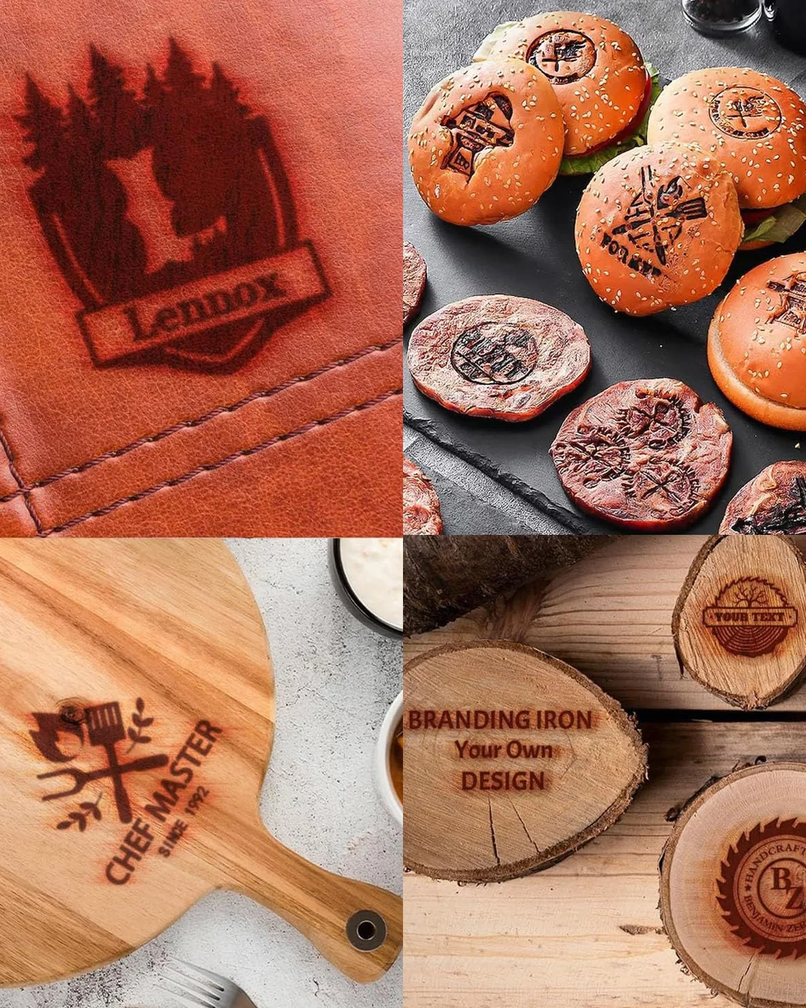 Fer de marque pour bois avec logo personnalisé - Tampon en métal pour steak en bois, cuir, gâteau, pain, cadeaux de mariage - Fabriqué à la main par Design (2,54 cm)