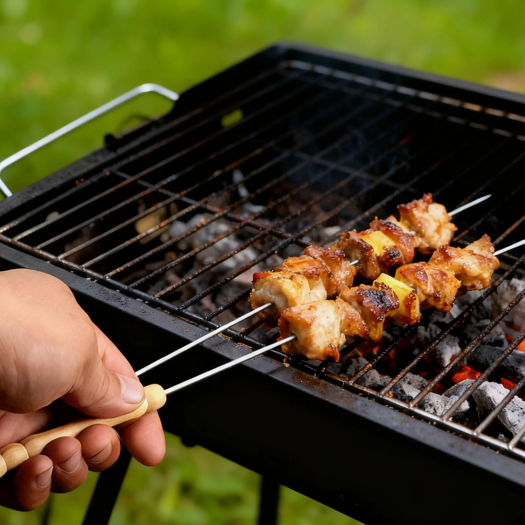 IMEEA Lot de 10 brochettes en acier inoxydable 38 cm pour barbecue
