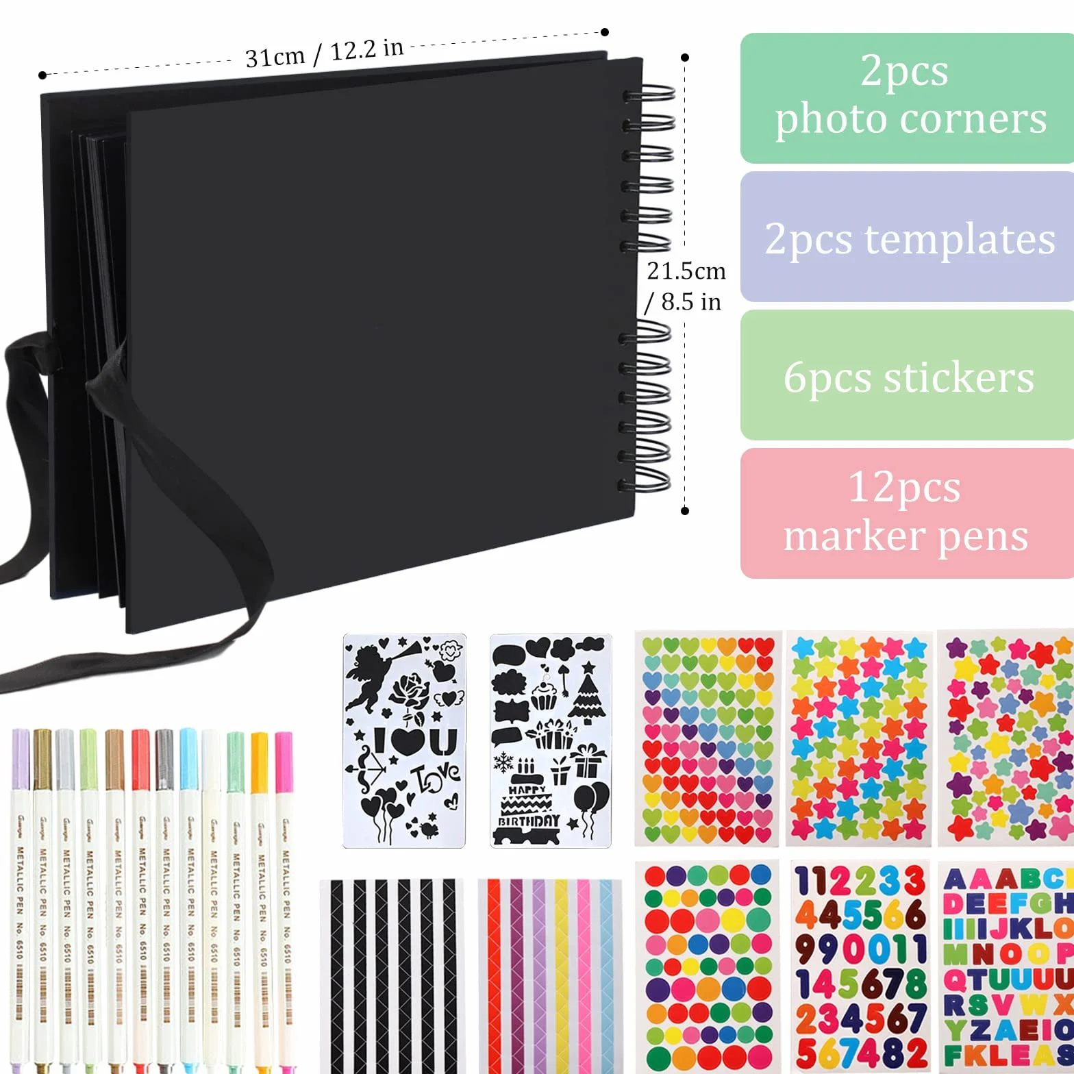 Album Photo Traditionnel Scrapbook 80 Pages, DIY Livre d'or Cadeau Original Mariage Anniversaire (Noir)