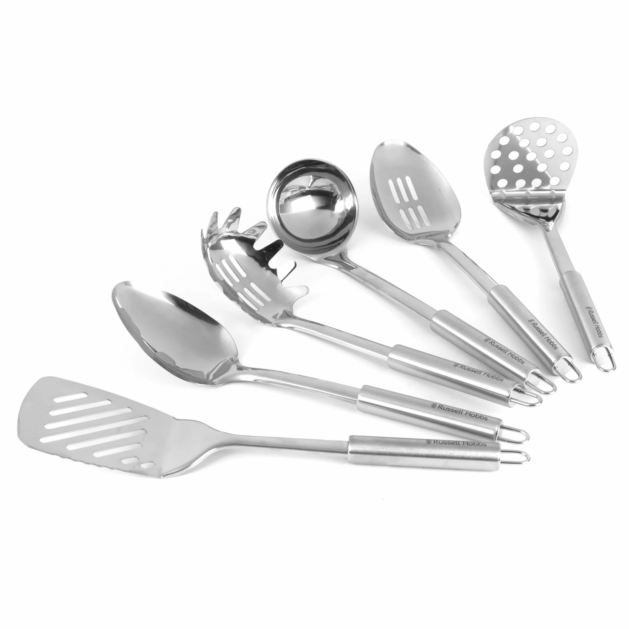 Russell Hobbs Set de 6 Ustensiles de Cuisine Acier Inoxydable avec Support