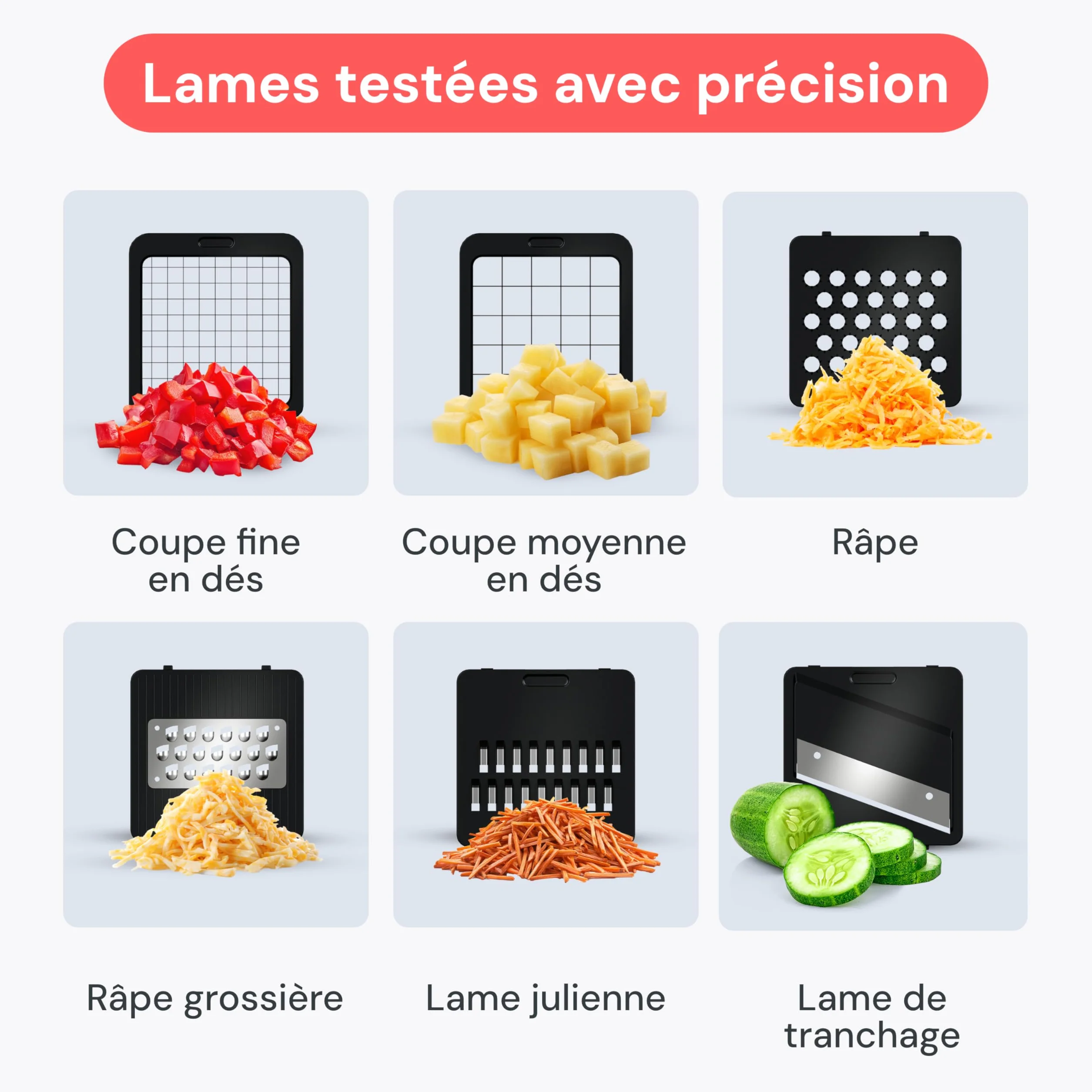 Fullstar Coupe Légumes Multifonctions Mandoline 6-en-1 Blanc - Trancheur Découpe Cube Oignons Carottes Concombres Frites Fruits