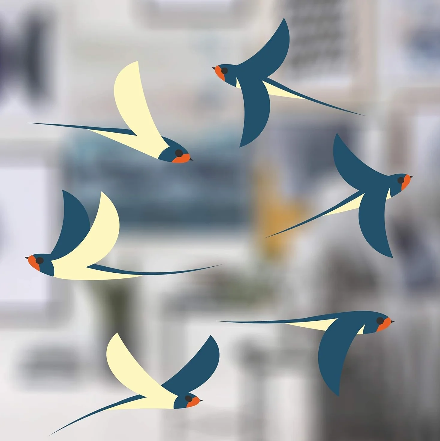Stickers pour fenêtre anti collision oiseaux motif hirondelles 6 pièces