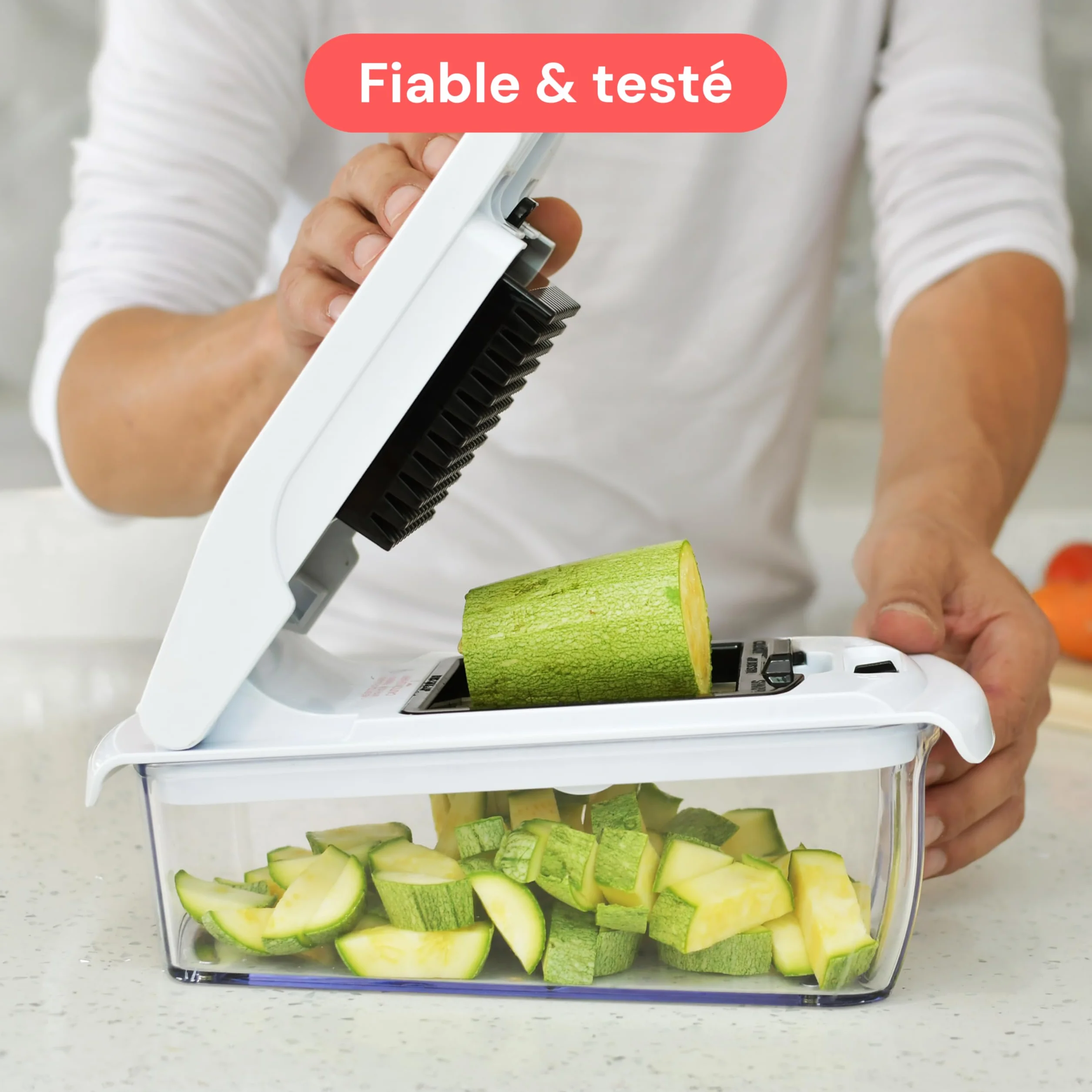 Fullstar Coupe Légumes Multifonction Spiraliseur Découpe Cube Hachoir Manuel 4-en-1 Blanc