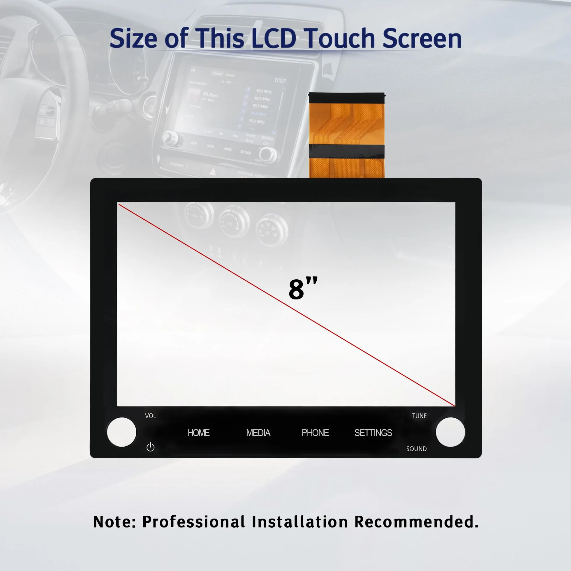 LEMON SHARK Ekran dotykowy LCD 8" radio nawigacja wersja z 2 przyciskami na ekranie do Mitsubishi Outlander 2020-2022 zastępuje nr 8740A130, 8740A040, 8740A076, 8740A040