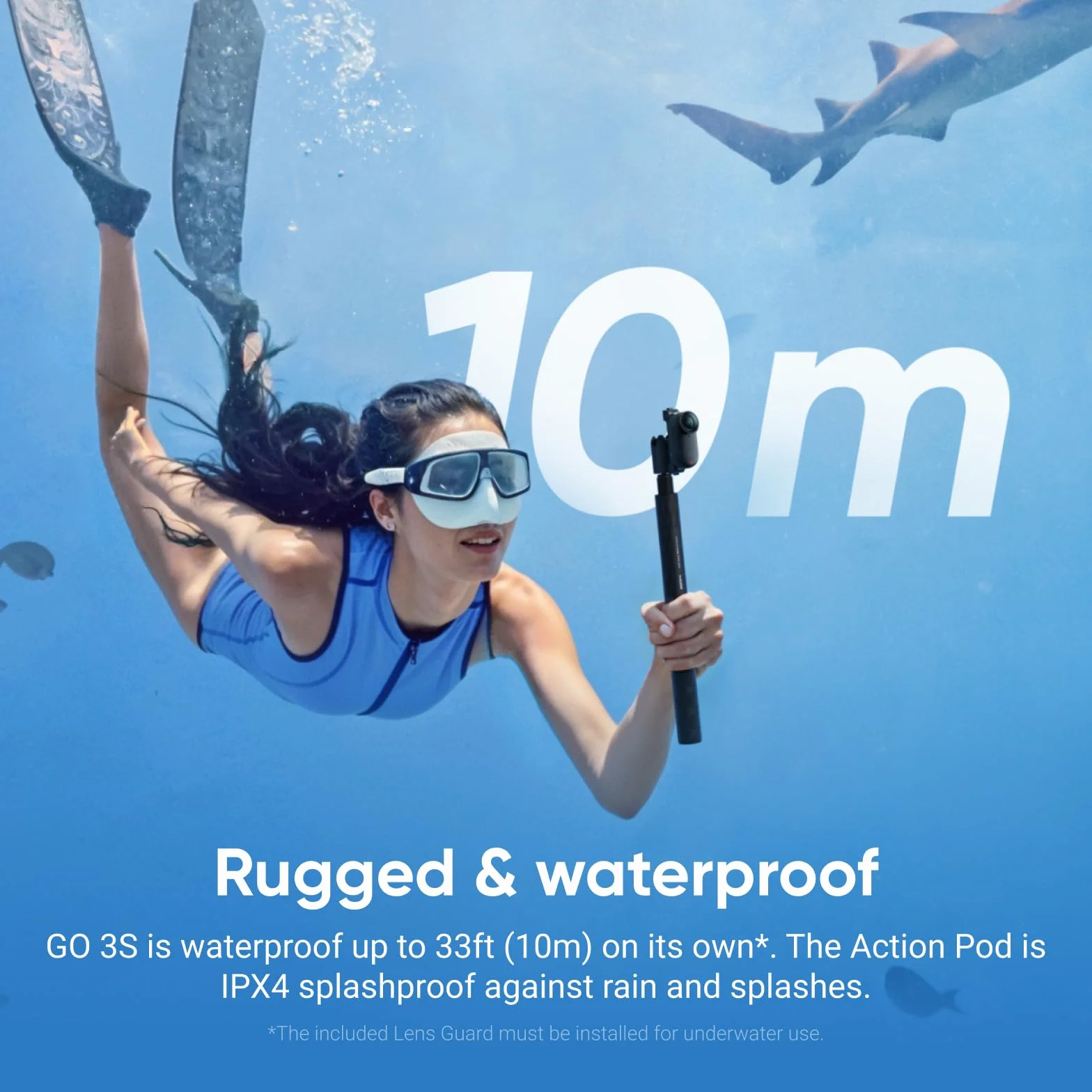 Insta360 GO 3S 128GB – mała przenośna kamera do vlogowania 4K, bez użycia rąk, mocowanie w dowolnym miejscu, stabilizacja, żywotność baterii 140 min, wodoodporność 10 m, edycja AI, czarna