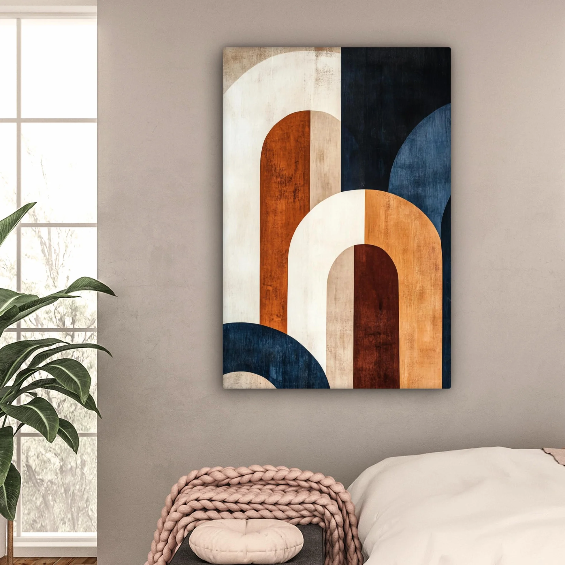 MuchoWow© Impression sur Toile Decoration Murale Peinture 80x120 cm Tableaux Decoratifs Muraux Déco Chambre Tableau Salon Abstrait - Formes - Bleu Foncé