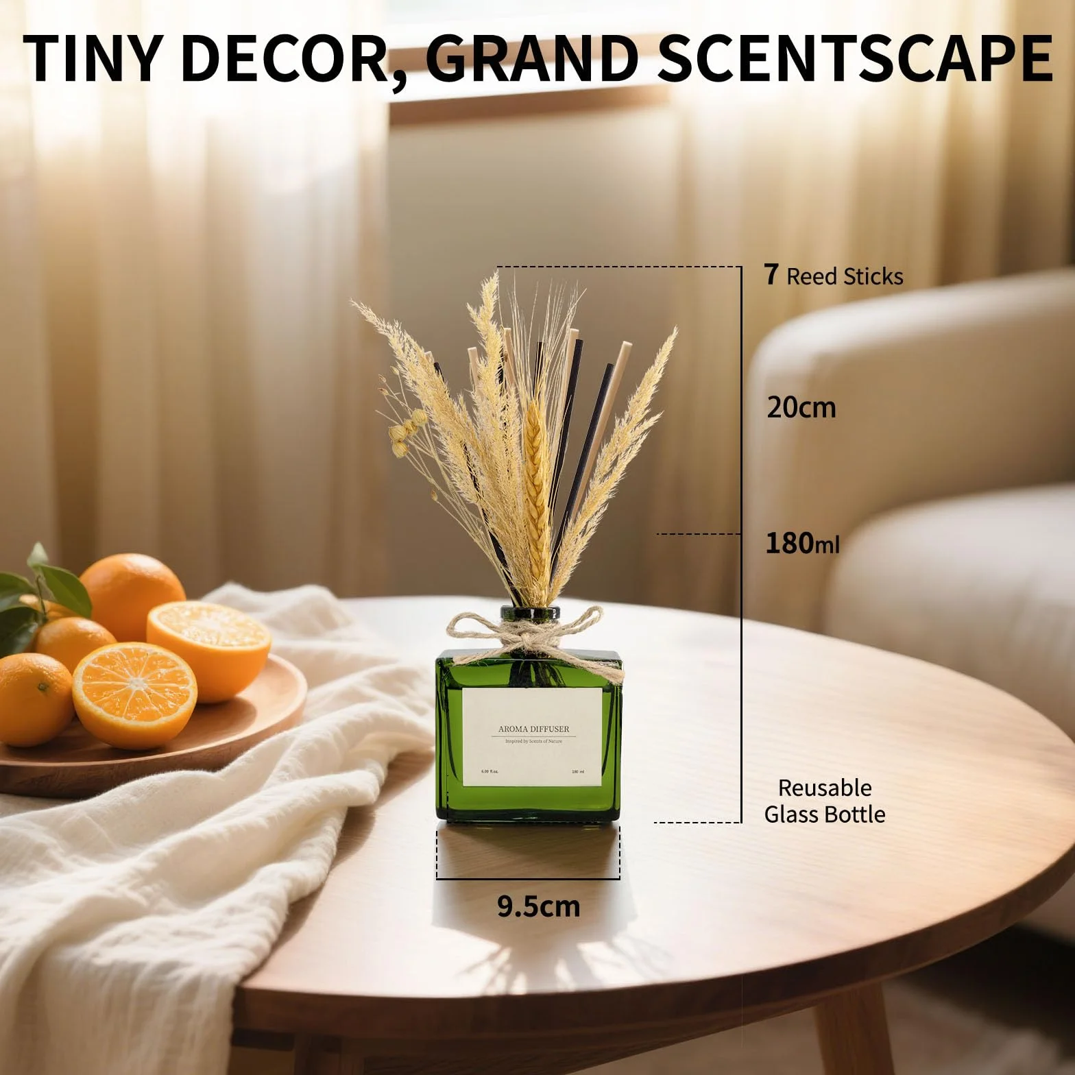 Diffuseur de Parfum Flower pour Bureau 120 Jours Citrus Energizing Scent avec 7 bâtonnets