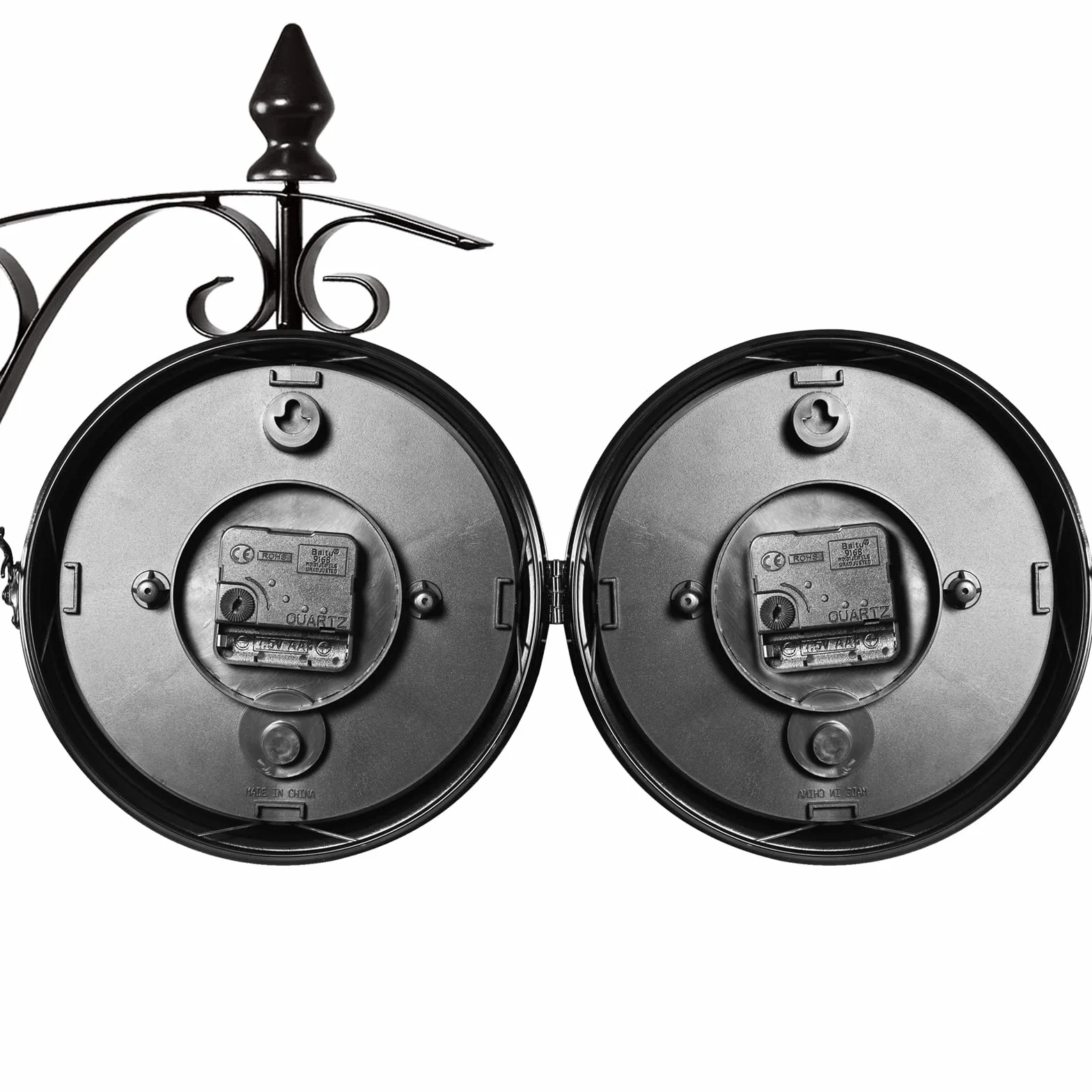 Monzana Horloge Murale Double Face Silencieuse Vintage New-Yorkaise Grand Central Métallique Noir