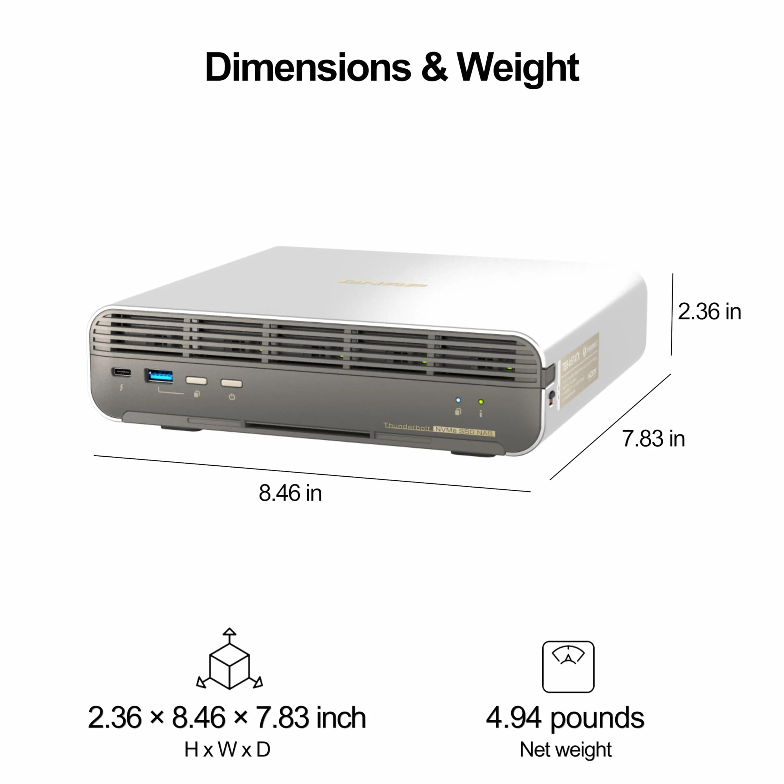 QNAP TBS-H574TX Serveur NAS 5 Baies RAID 0/1/5/6/10/50/JBOD/60/Hot Spare RAM 16 Go 2.5 Gigabit Ethernet 10 Gigabit Ethernet iSCSI