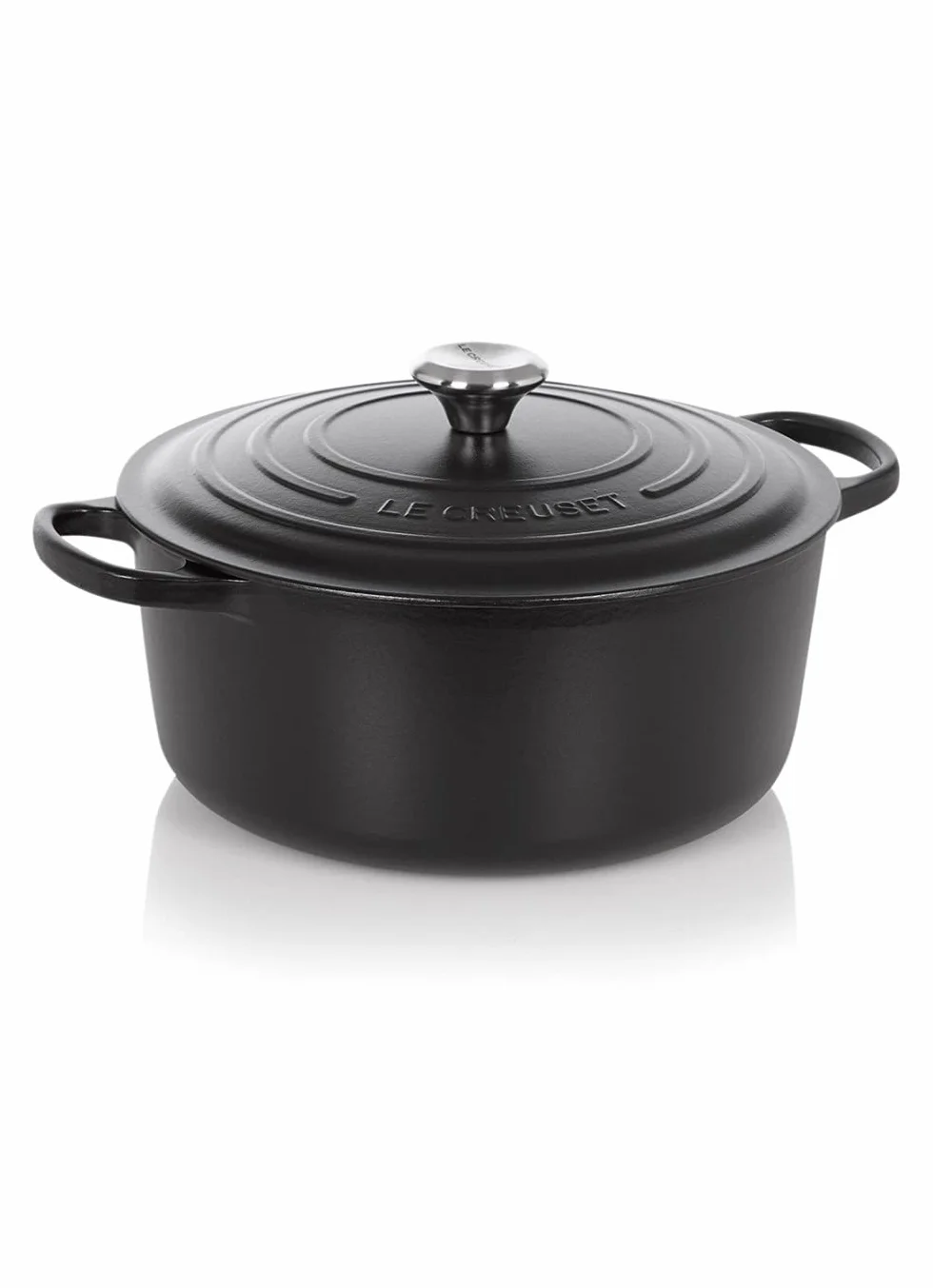 Le Creuset Cocotte Signature en Fonte Émaillée avec Couvercle, 20 cm, Ronde, 2,4 L, 3,092 kg, Noir Mat, 21177200000430