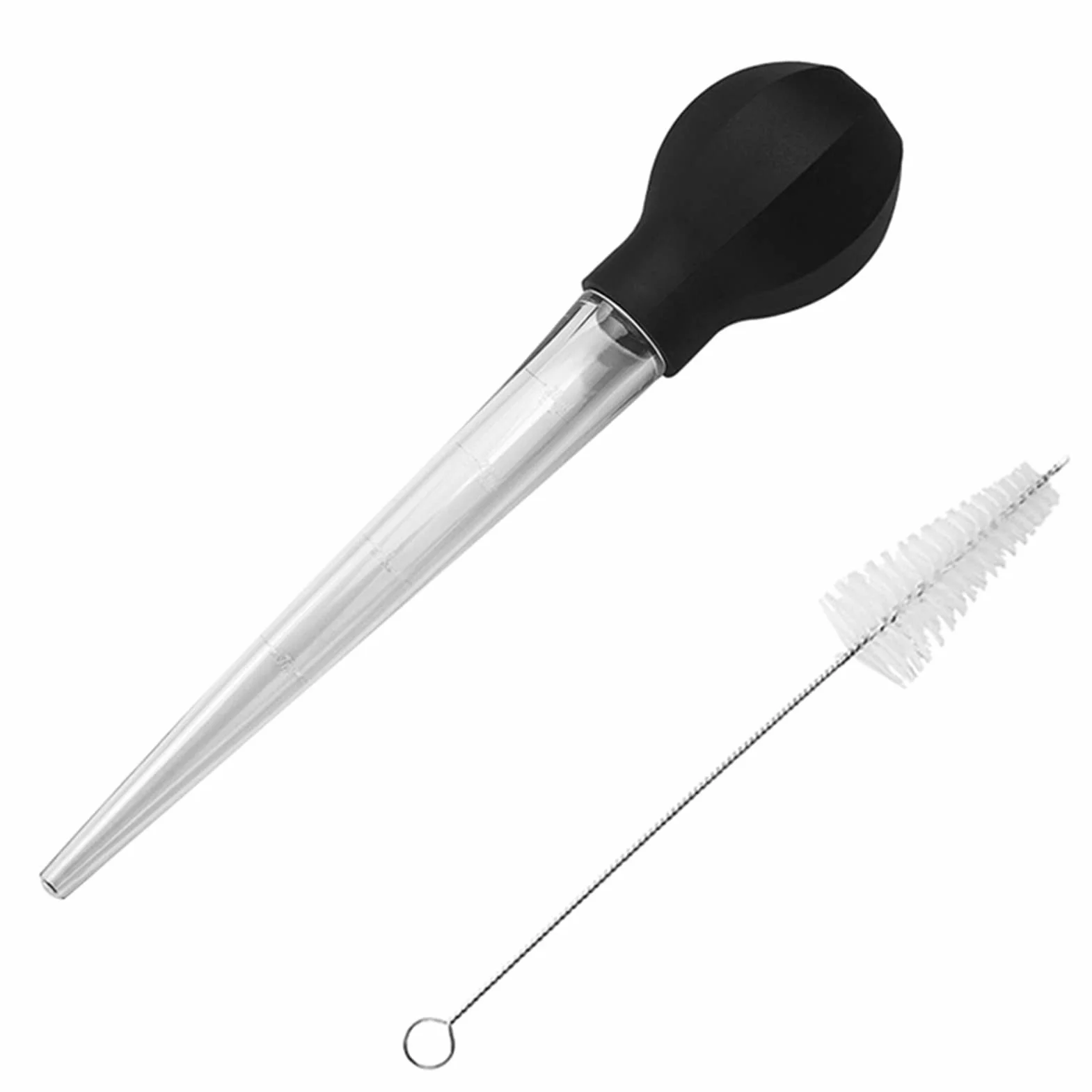 Poire à dinde avec brosse de nettoyage, ampoule à ventouse pour cuisson rôti, bœuf, porc, barbecue (noir)