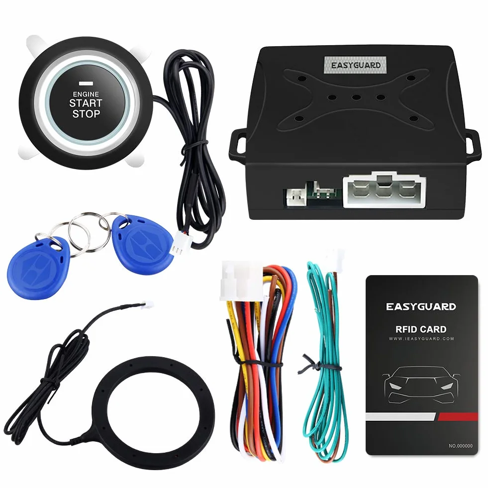 EASYGUARD EC004 inteligentny system alarmowy samochodowy RFID z przyciskiem uruchamiania silnika transpondera immobilizer bezkluczykowy system Go