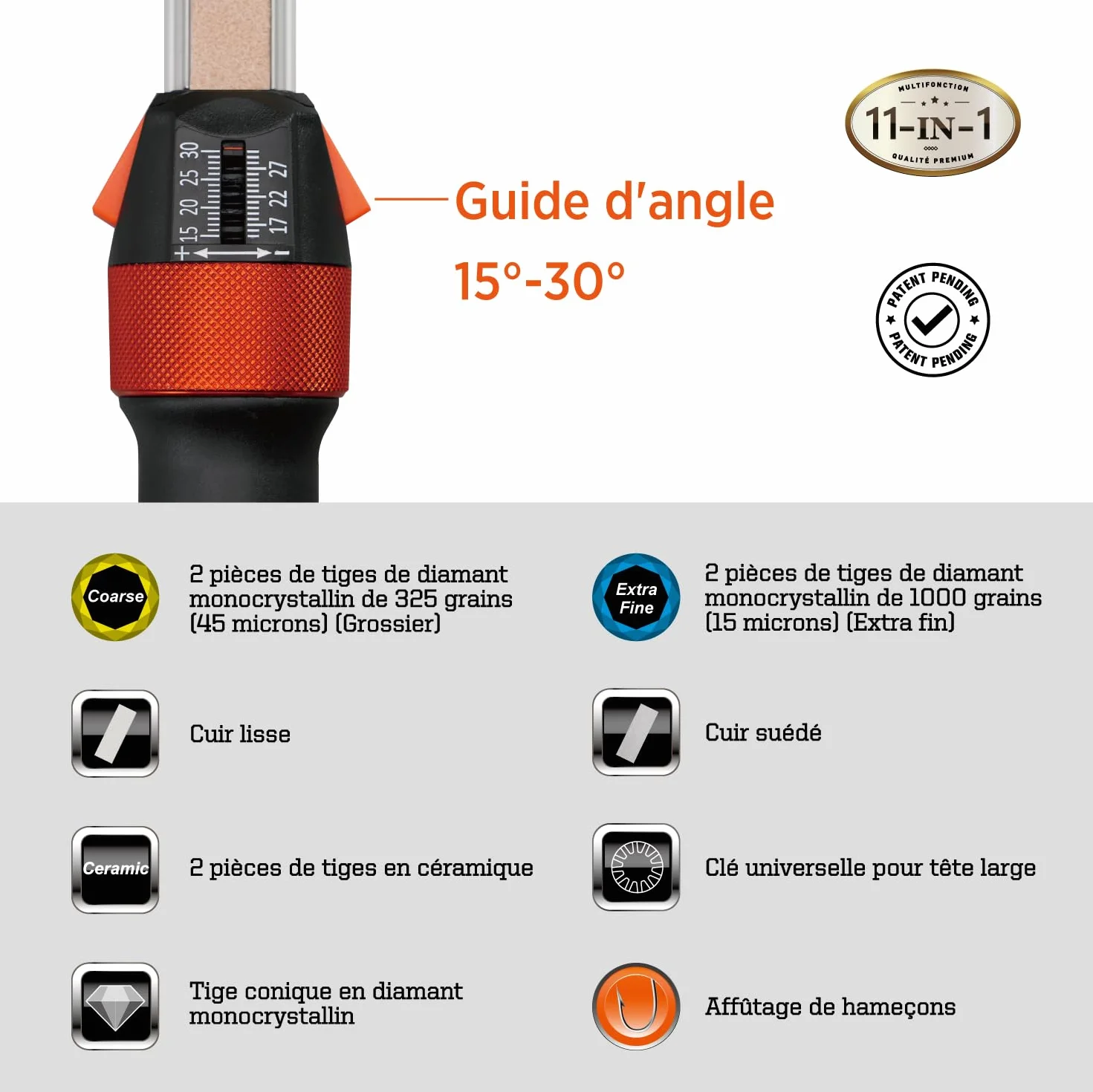 SHARPAL 210N TRANSFOROD Aiguiseur Couteaux Professionnel à Angle Réglable - Affûteur Couteaux Abrasifs Diamant Monocristallin Céramique Cuir