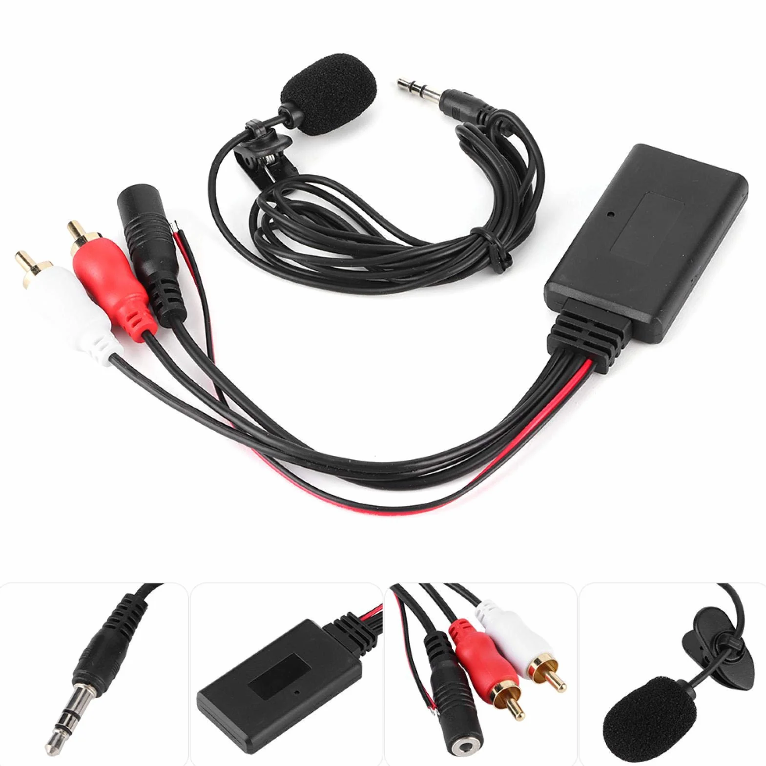 Moduł Bluetooth AUX, moduł Bluetooth AUX 2 RCA adapter kablowy z mikrofonem głośnomówiącym do Alpine