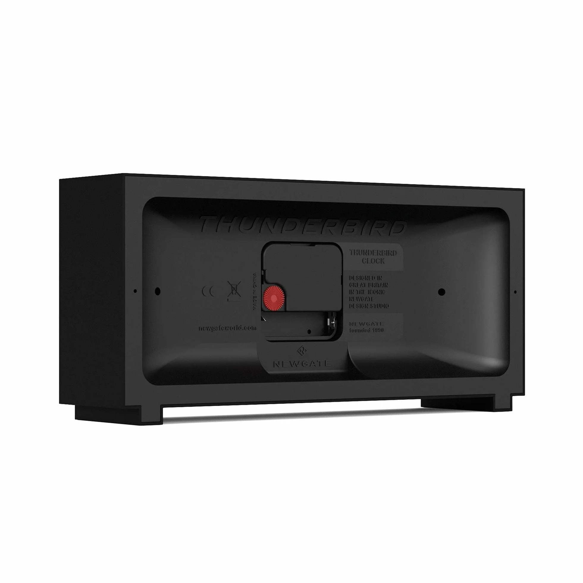 NEWGATE® Thunderbird Horloge de Bureau | Design rectangulaire rétro Contemporain | Noir | Style Moderne du Milieu du siècle pour Bureau, cheminée, Plateau de Table ou étagère