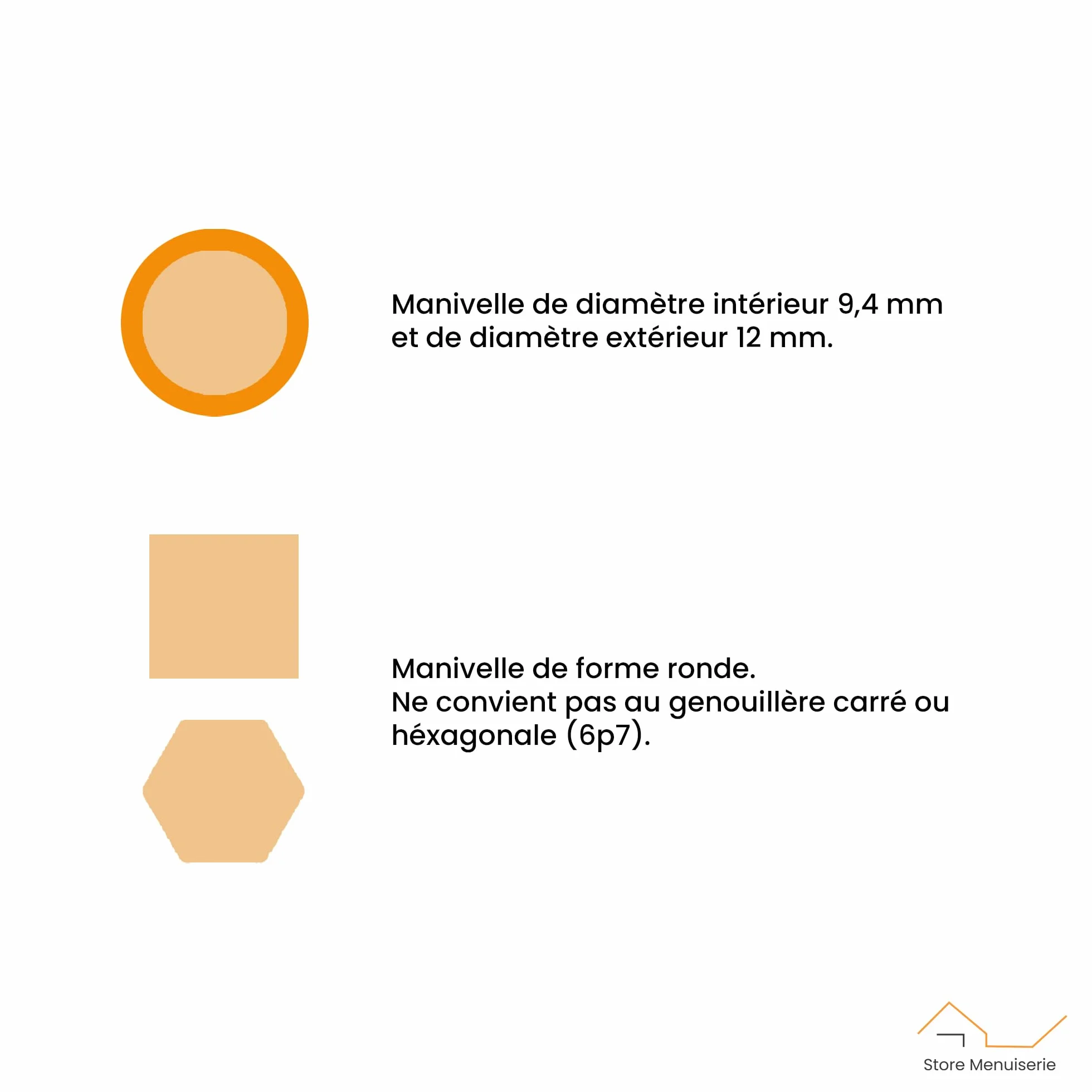 Geiger Manivelle complète blanche 1000 mm Ø9,4/12mm pour volet roulant manuel