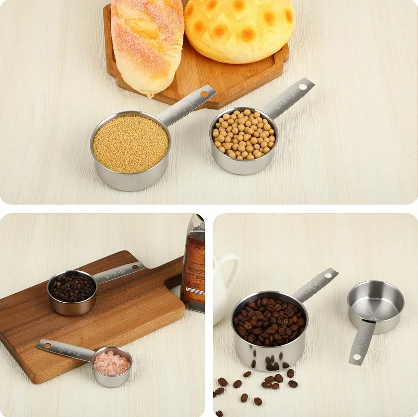 Cuillères doseuses en acier inoxydable lot de 12 avec pinces tasses de mesure grammes