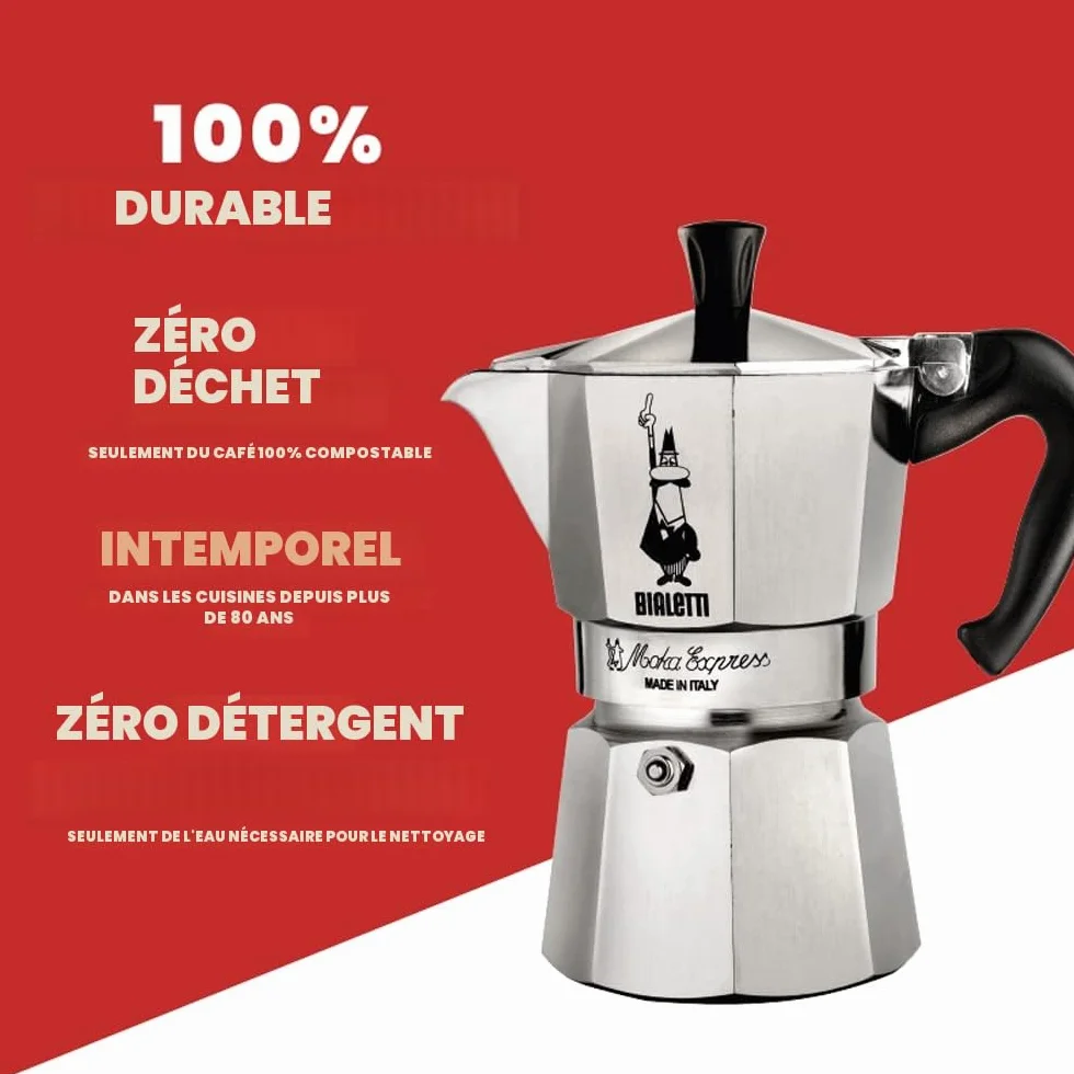 Bialetti Moka Express Cafetière Expresso 6 Tasses 270 Ml Aluminium Argenté