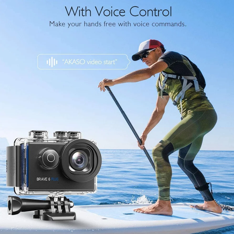 AKASO Action Cam 4K30FPS 20MP WiFi kamera sportowa z ekranem dotykowym EIS 4X Zoom pilot zdalnego sterowania 40 m kamera podwodna z 2 bateriami 1350 mAh i zestawem akcesoriów do kasku