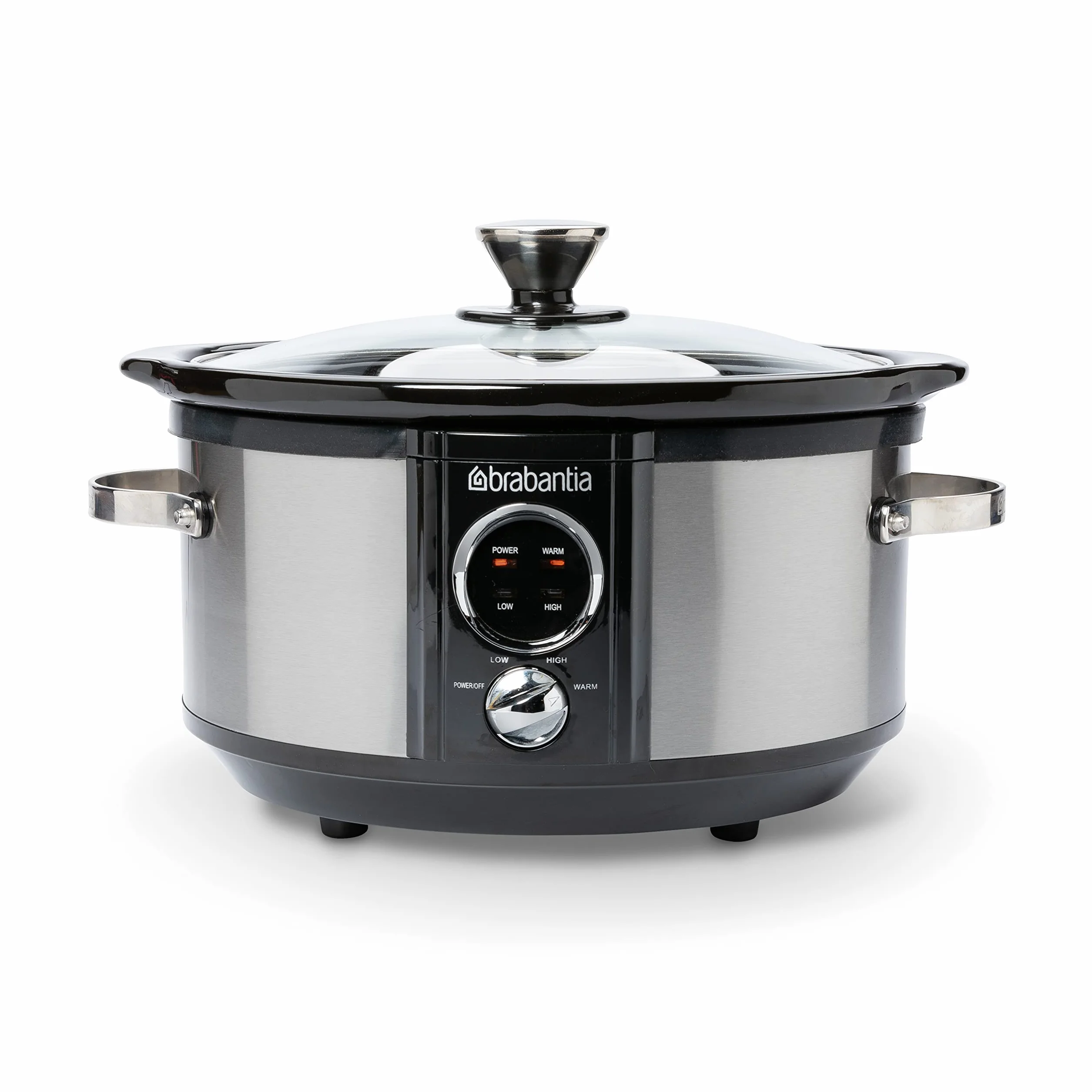 Brabantia BBEK1081 Mijoteuse - 3,5 Litre - 180 Watt - Cuve intérieure amovible - Couvercle en verre - Écran LED - 3 réglages de température - Fonction maintien au chaud