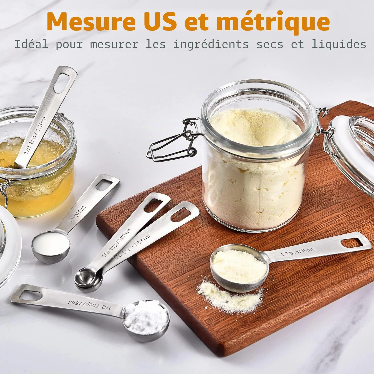 U-Taste Cuillères à Mesurer 9 Pièces Acier Inoxydable 18/8