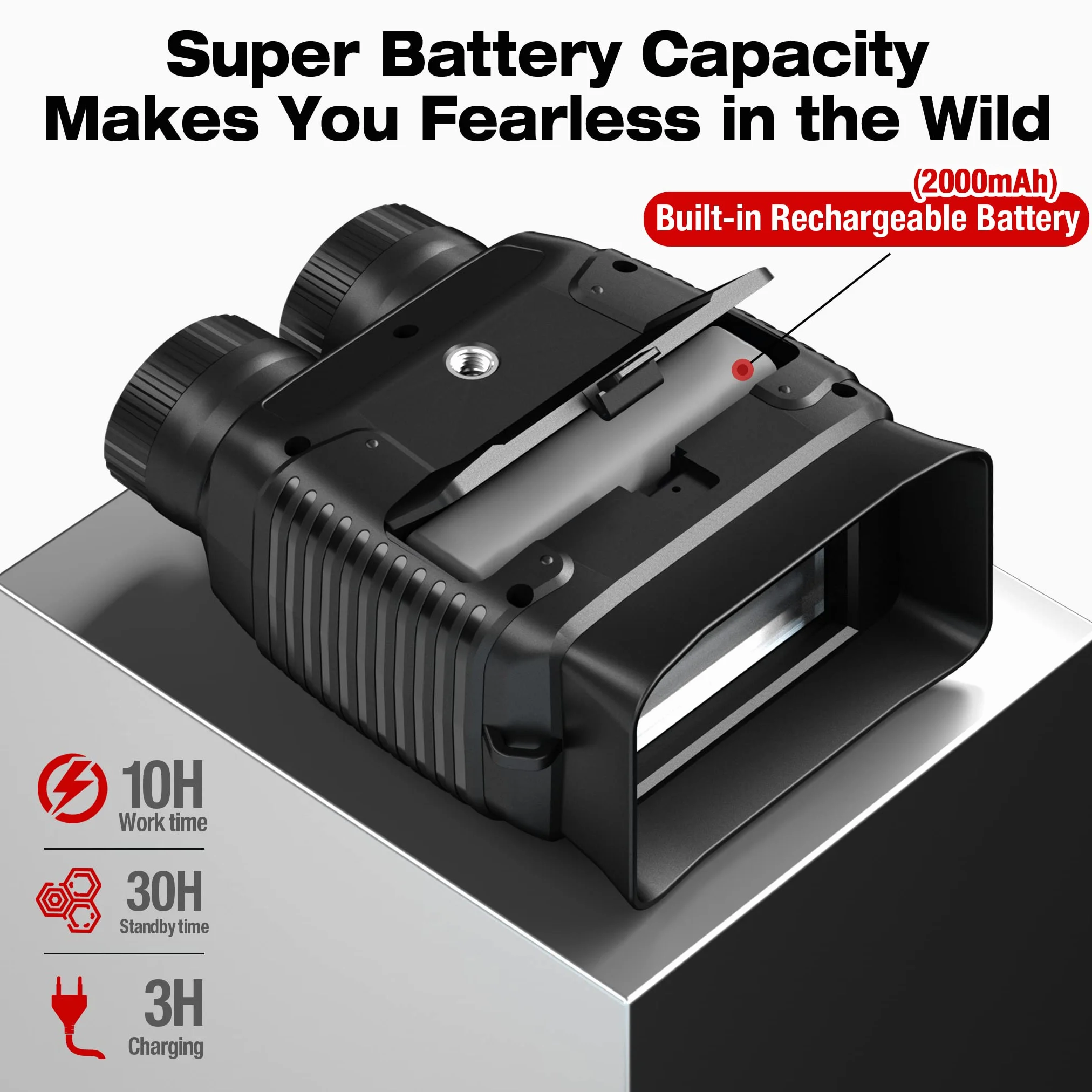 Lornetka noktowizyjna na podczerwień, mini okulary noktowizyjne dla dorosłych, z cyfrowym zoomem 8X, bateria 2000 mAh, ekran TFT, 2,4", z kartą 32 GB, na polowanie w dzień i noc, kemping