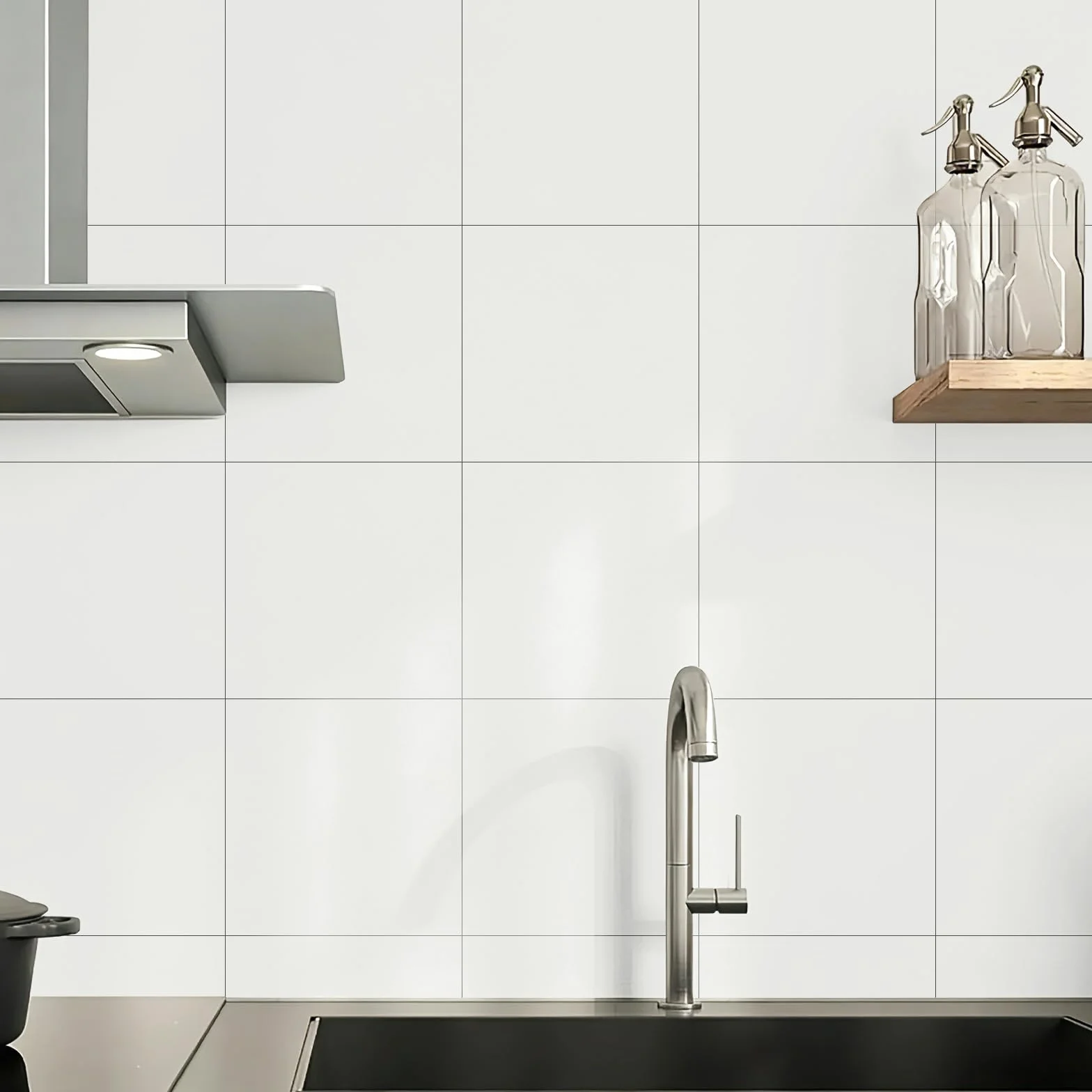 Abyssaly Carrelage Adhesif Mural PVC 30 x 30 cm 10 Pièces Blanc Pur Cuisine Salle de Bain