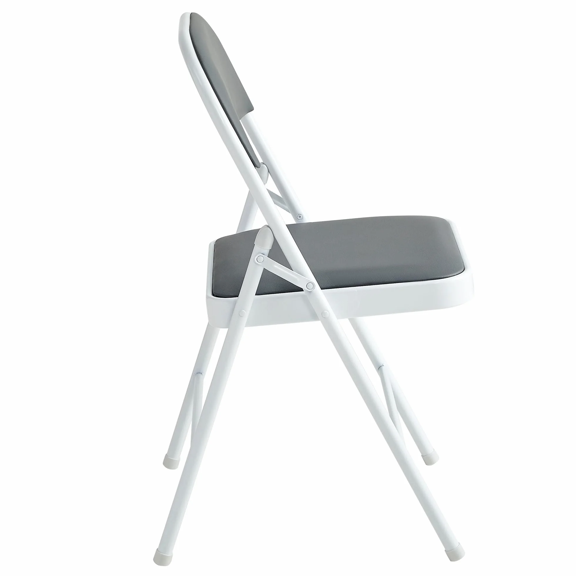McC Direct Lot de 4 chaises pliantes en similicuir cadre métal siège rembourré facile rangement adaptées maison, bureau, salle à manger, réception (gris)