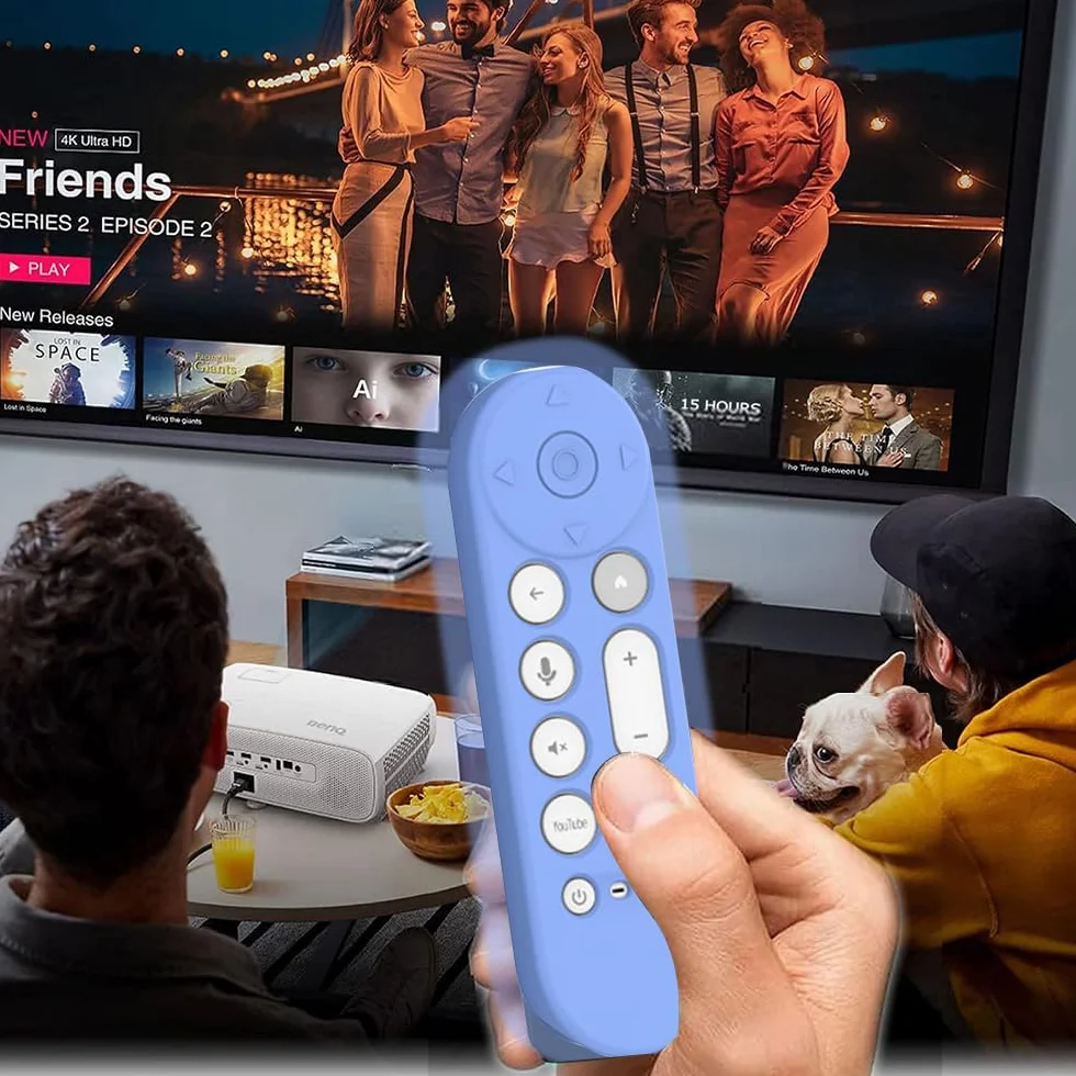 Boîtier de Télécommande Silicone pour Google TV Streamer 4K 2024 Voice Remote, Coque Antidérapante