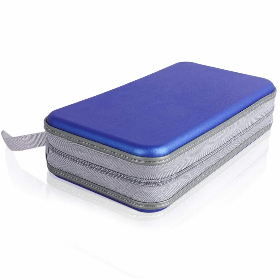 Support de DVD en Plastique Dur 96 Capacités Boîtier de Rangement pour Disque Portable Voiture Bleu