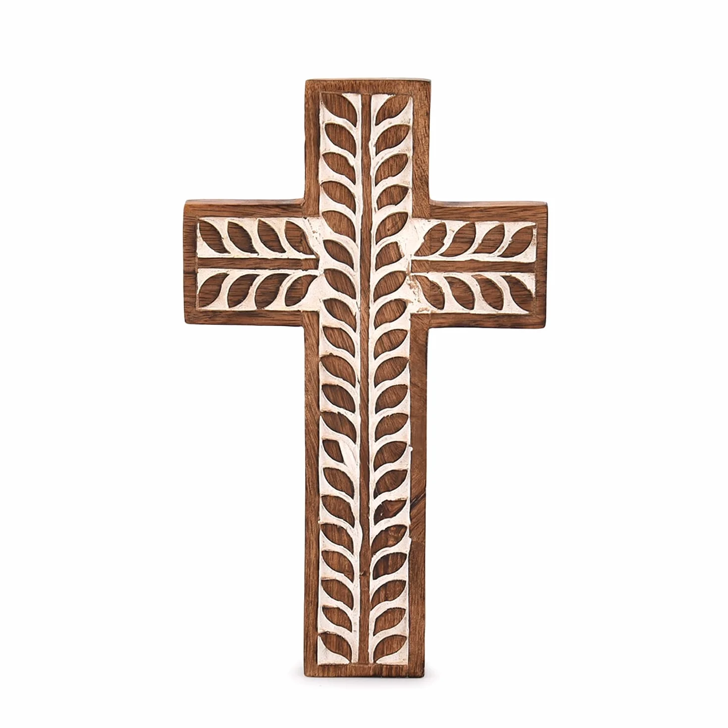 Croix Catholique Religieuse en Bois de Manguier Suspension Murale 25,4 cm x 15,24 cm x 1,90 cm